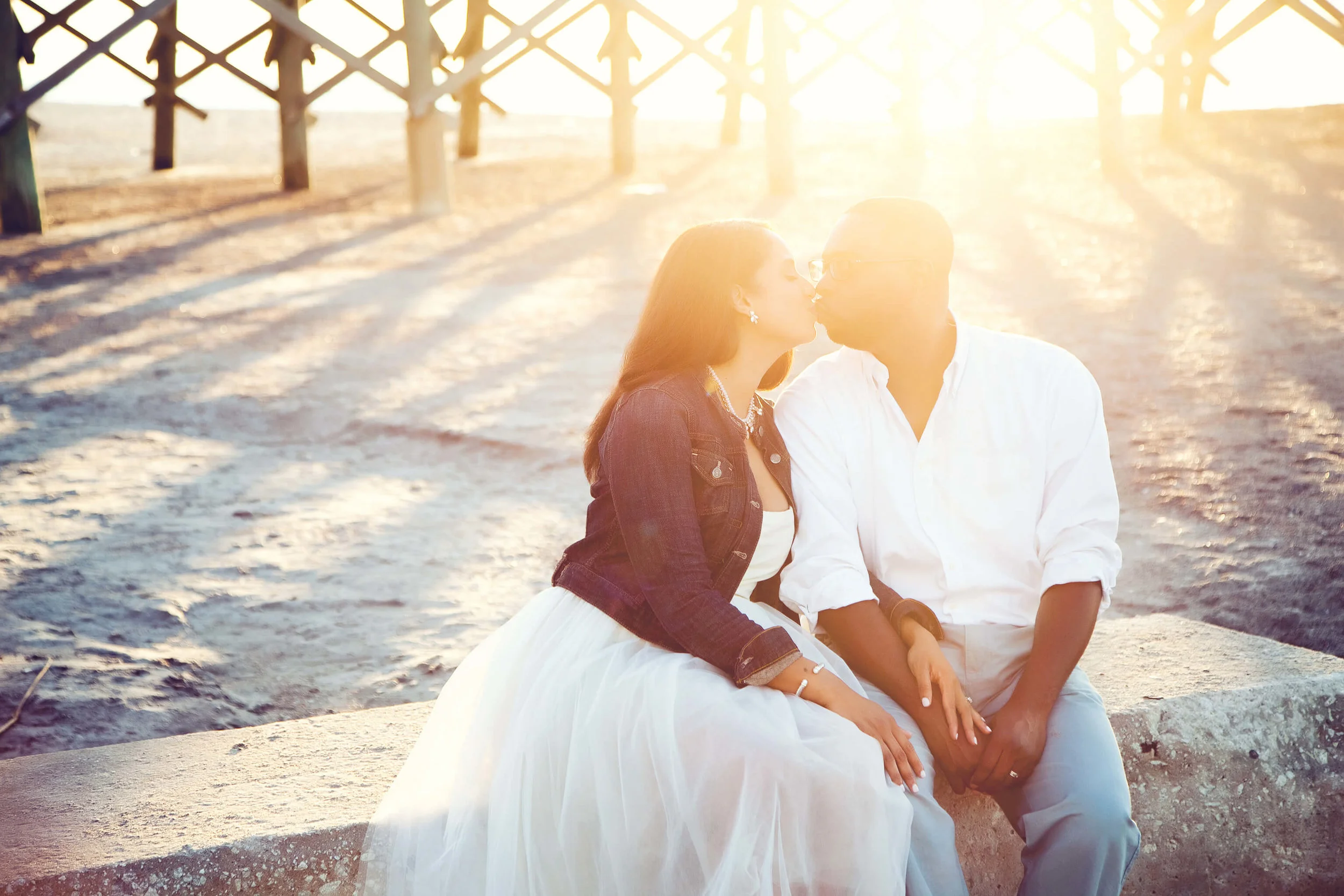Jamila and Paul's anniversary photo session on Folly Beach, SC