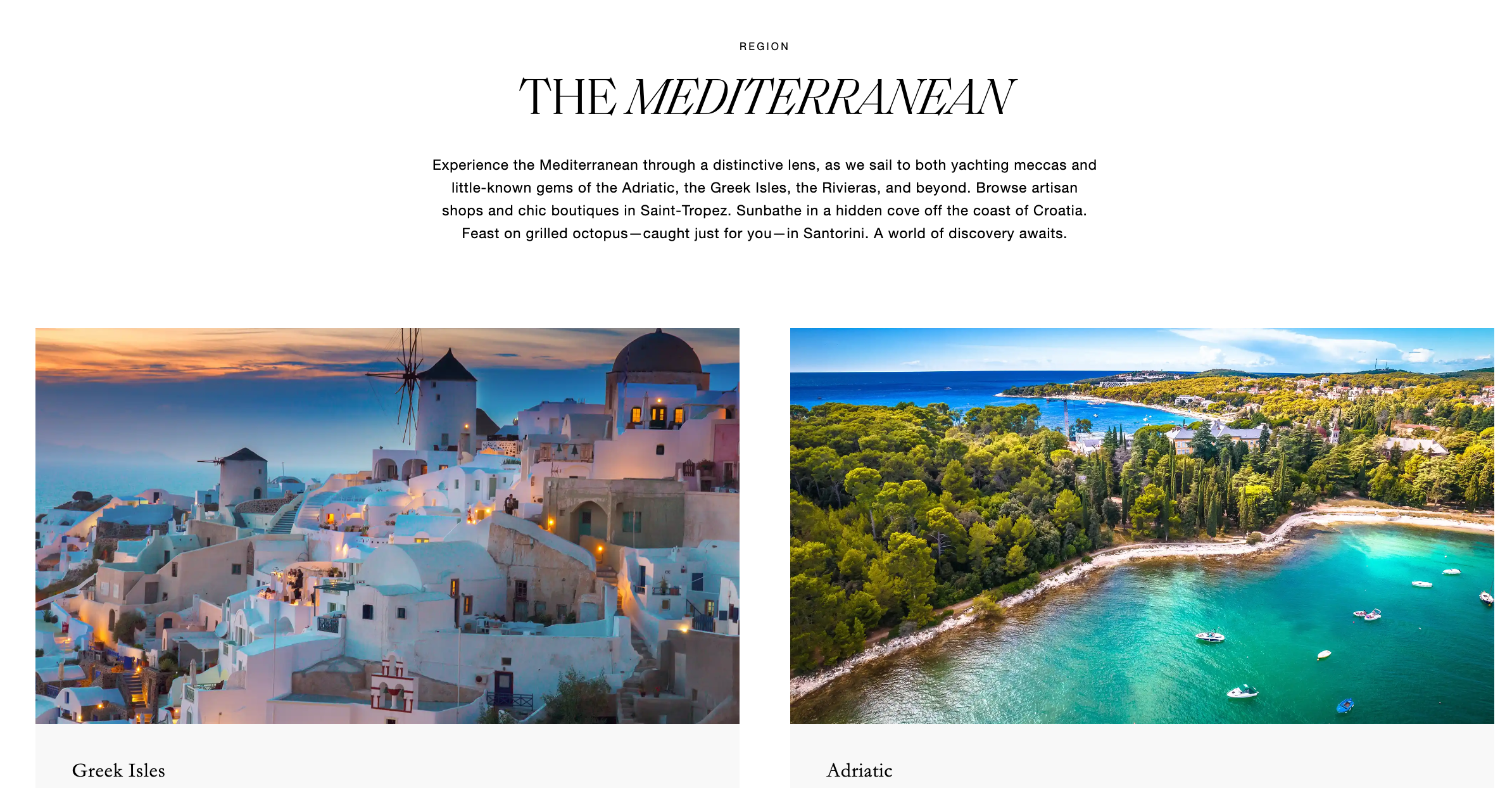 Website screenshot featuring copywriting and positioning work for Four Seasons Yachts.