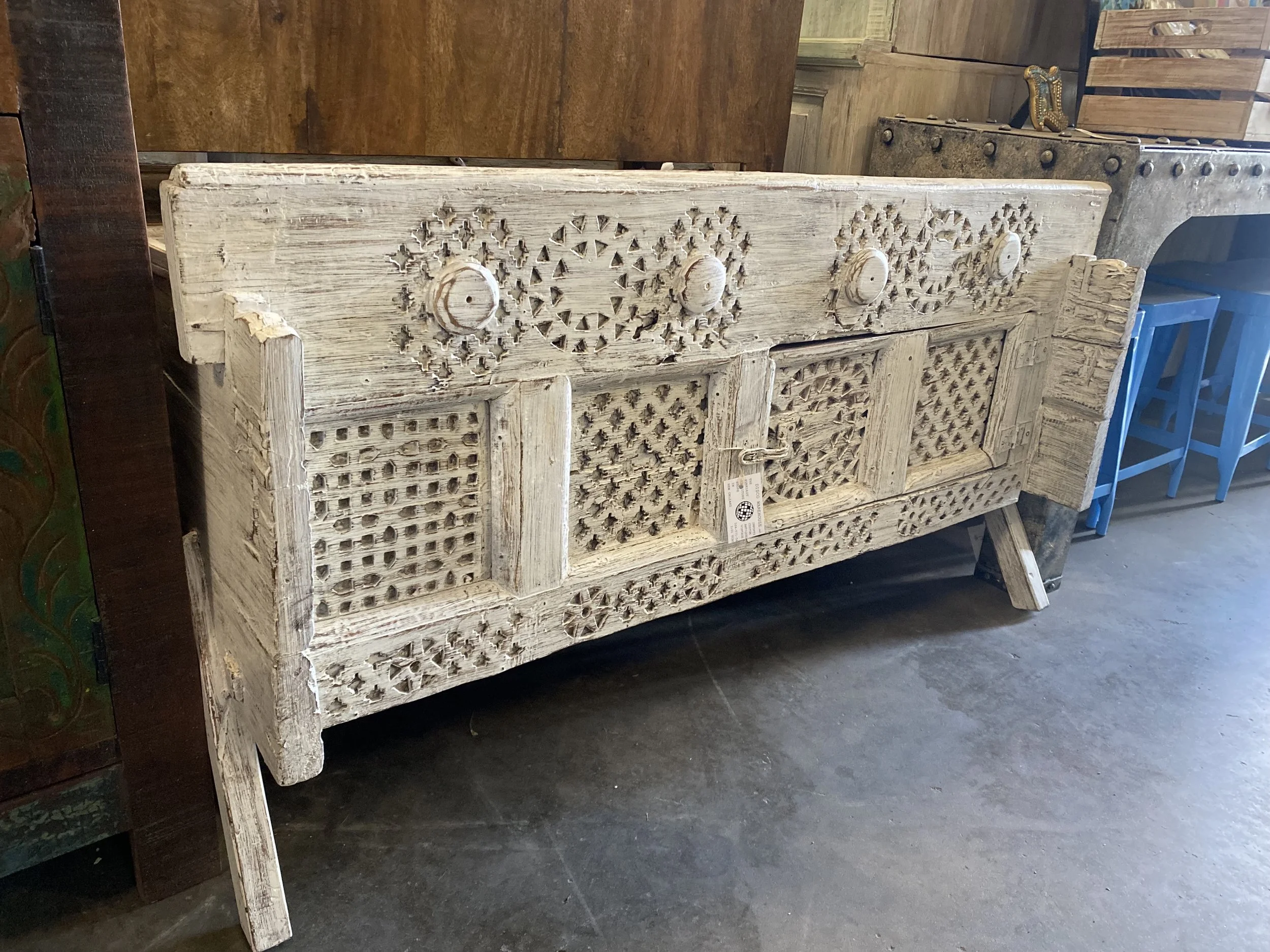 TV Console w/ Intricate Carvings - 52” x 24” x 29”