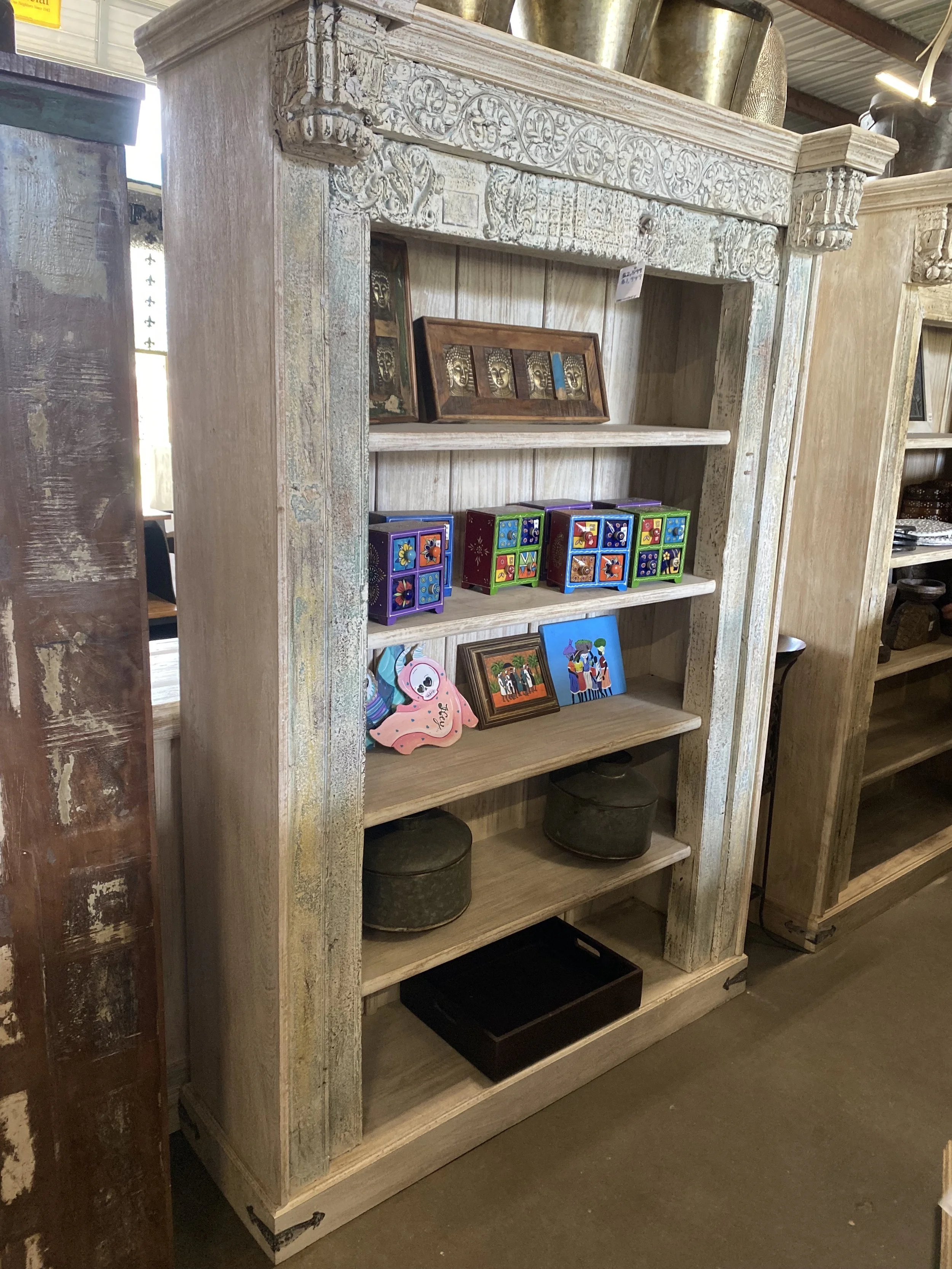 Carved Border Bookshelf - 53” x 22” x 79"