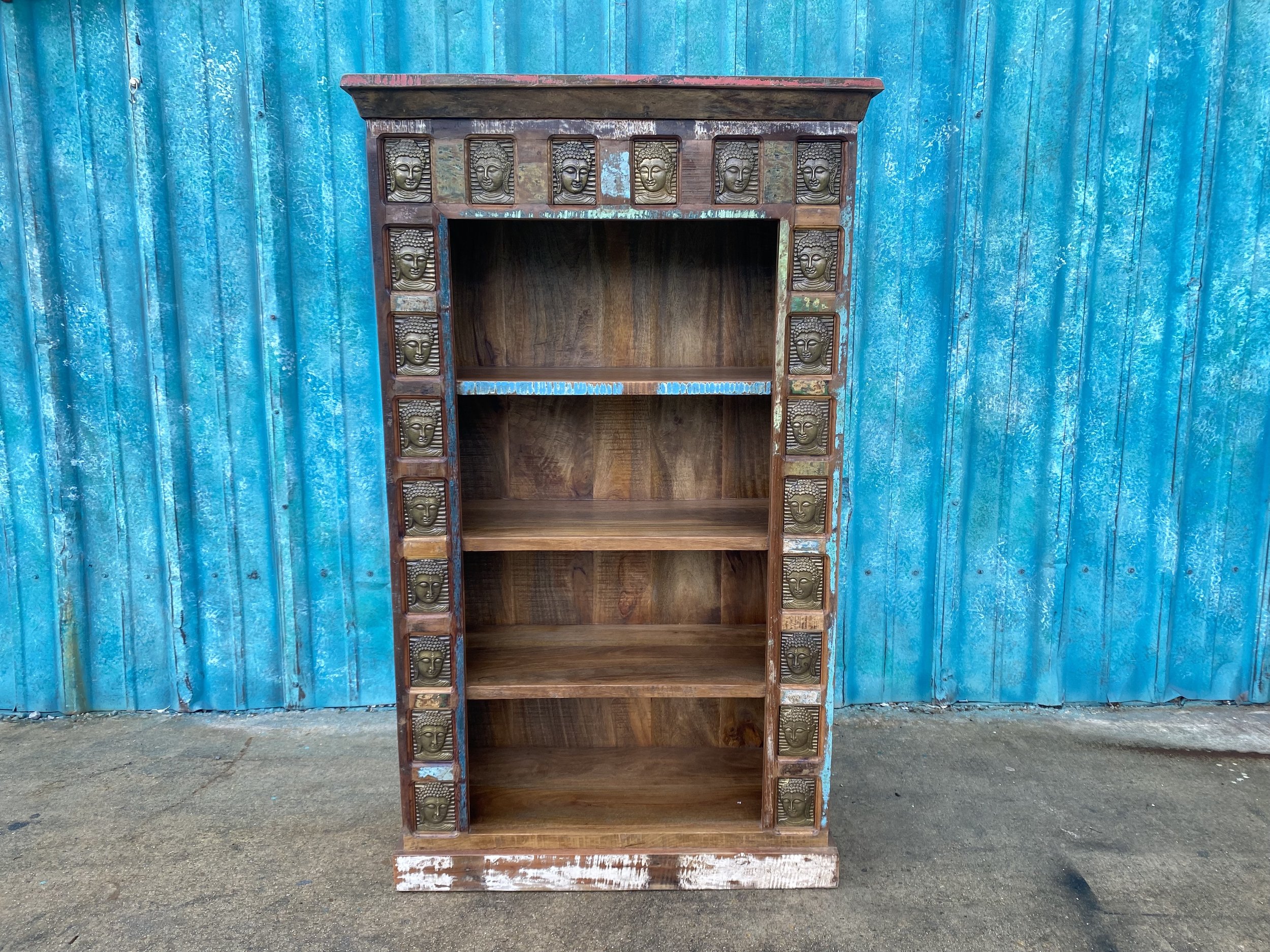 Bookshelf w/ Indian Metal Inlay - 36” x 16” x 60”