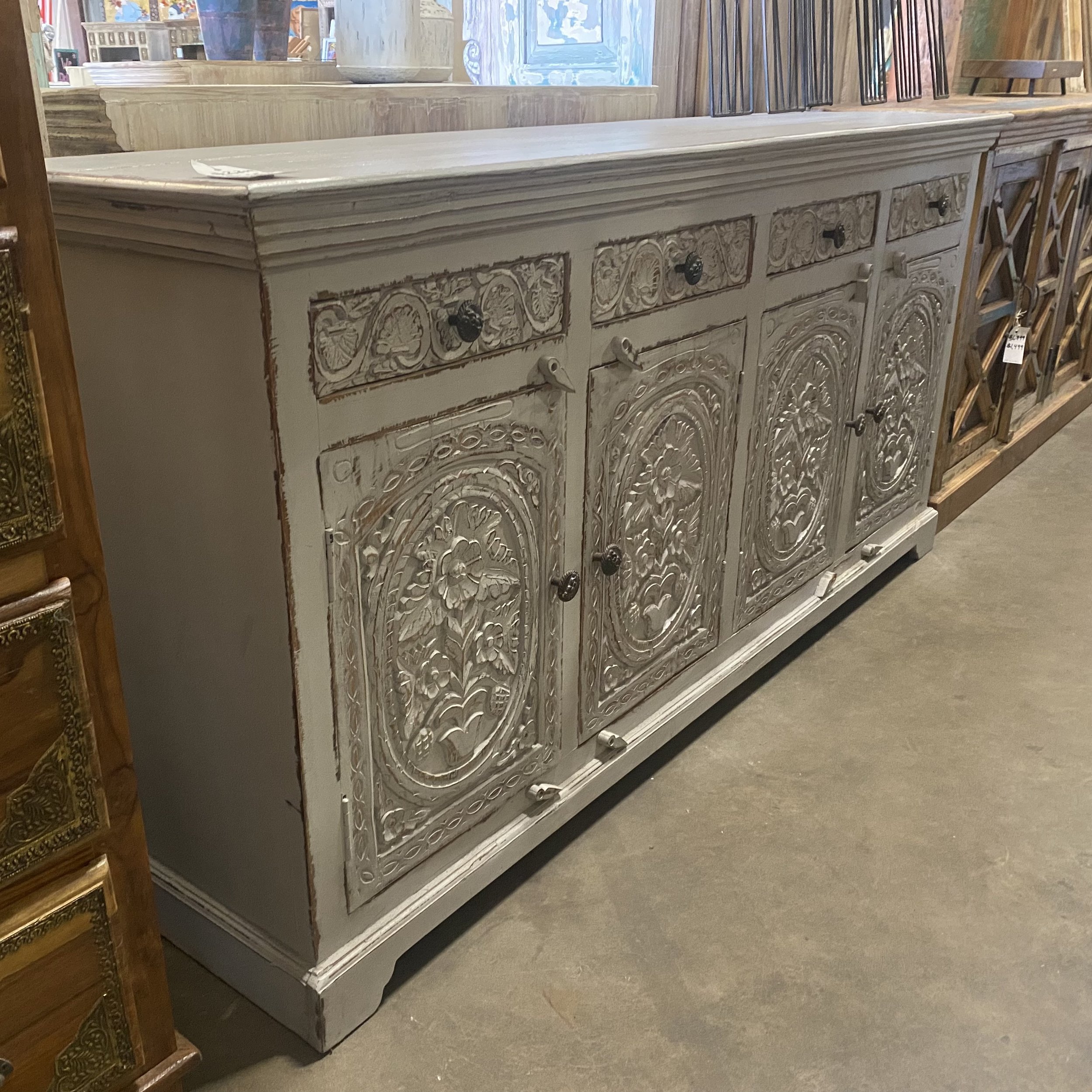 Buffet w/ Carved Doors & Drawers *PRE-ORDER - 74" x 18" x 36"
