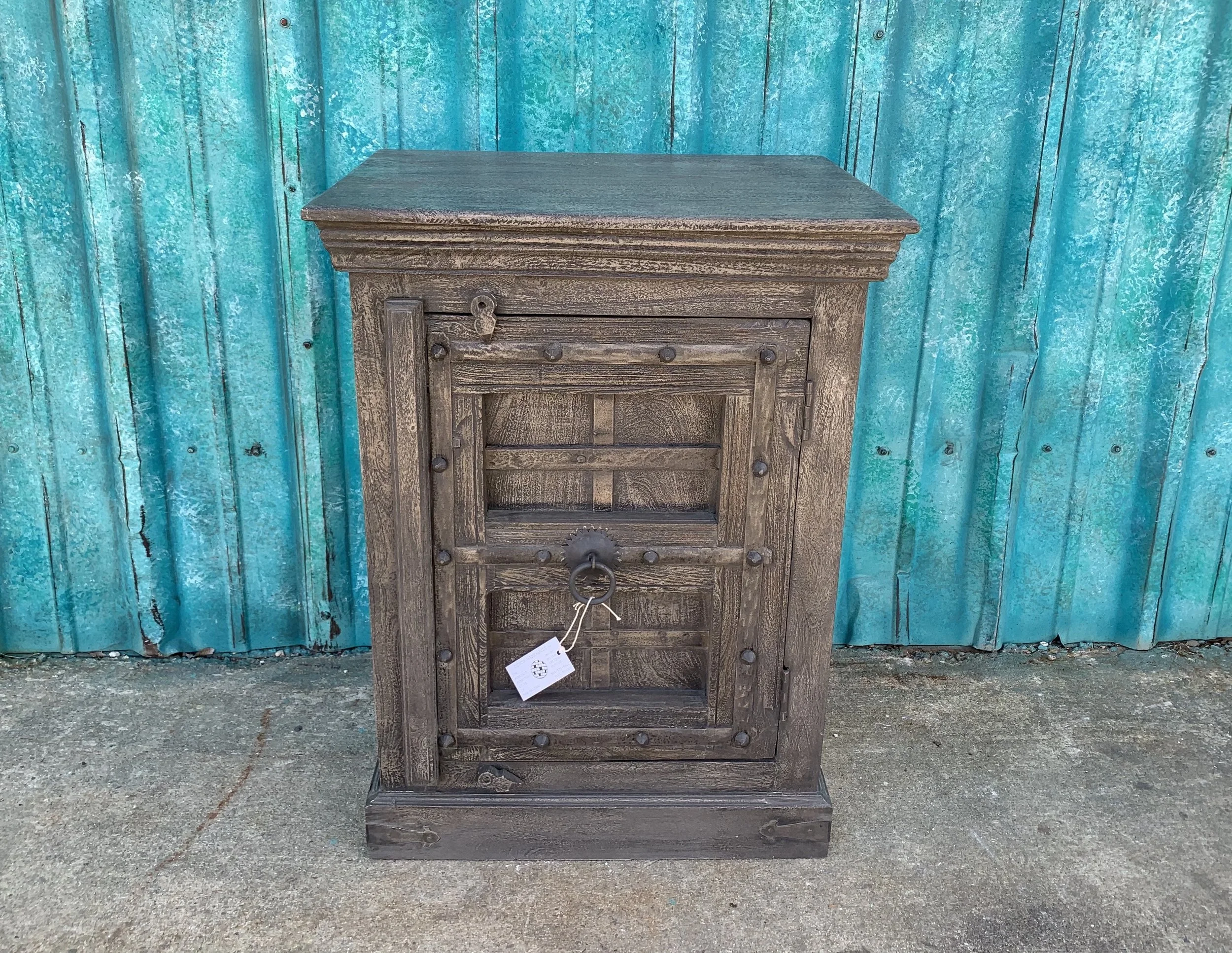 Gray Washed Old Door Cabinet - 27” x 20” x 36”