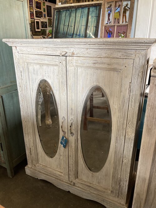 Cabinet w/ Oval Mirrors *PRE-ORDER - 35" x 14" x 43"
