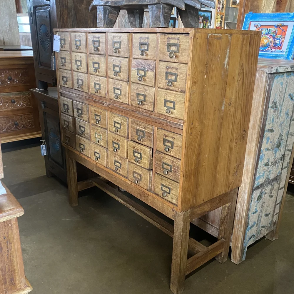 Card Catalog Cabinet - 43" x 17" x 46" Disco Warehouse | New Orleans Import Furniture & Art Market Card Catalog Cabinet - 43" x 17" x 46" Disco Warehouse | New Orleans Import Furniture & Art Market