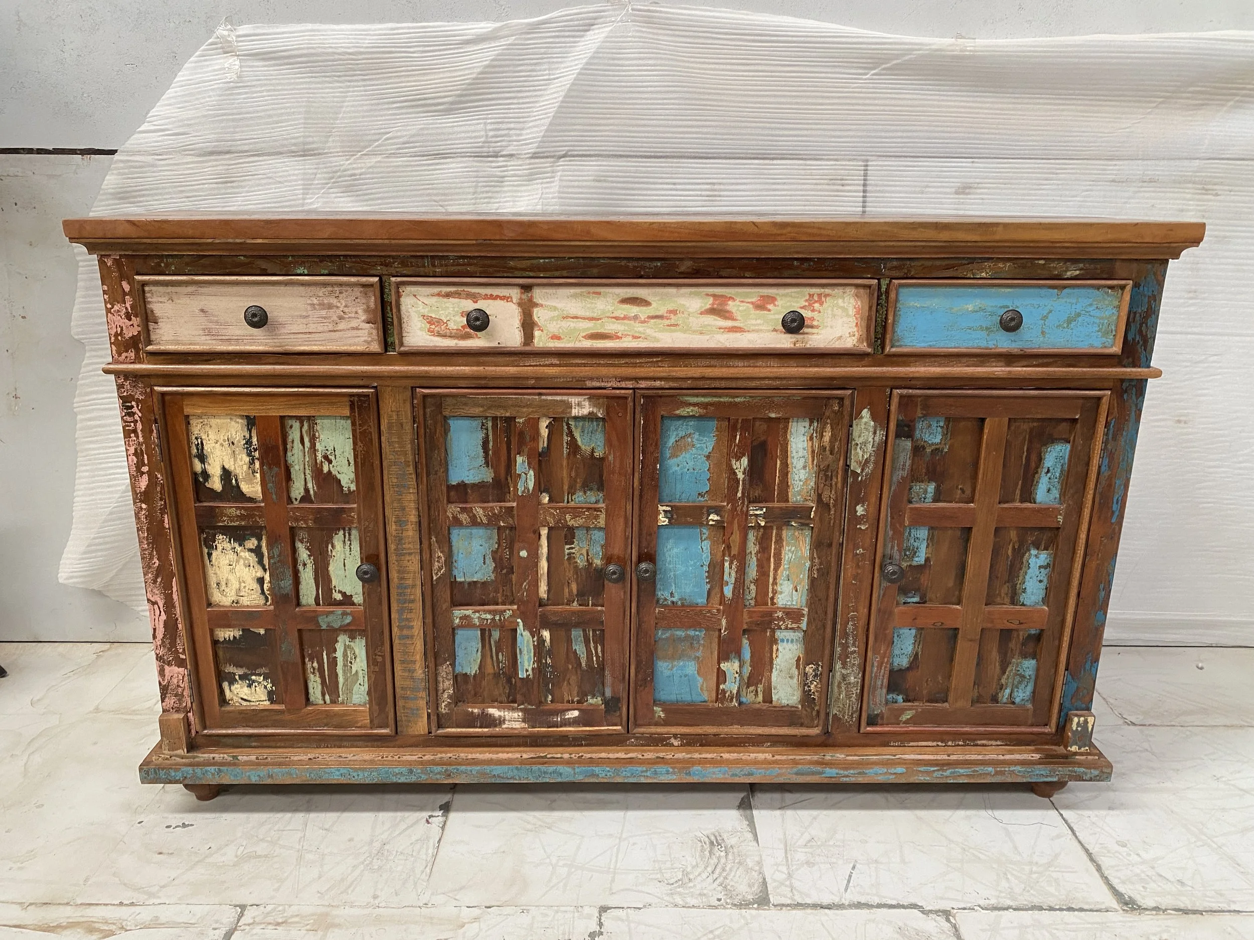 Multicolor Distressed Buffet - 71" x 17" x 42"