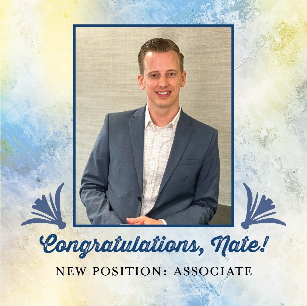 We are ecstatic to announce that Nate Van Heukelum, an integral part of our Grand Rapids team, has been promoted to Associate! He joins our other two Associates, Joe Cash and Brian Kottman at this new position. We are proud to have his talent assisti
