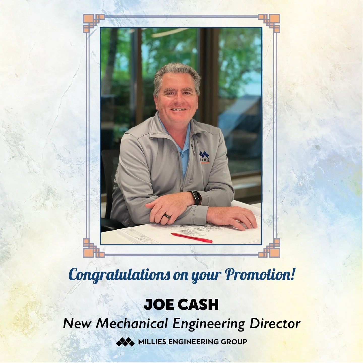 Millies Engineering Group knows that to continue delivering the best design and service to our clients, it's pivotal to take a pause to update our internal structure to support our mission. Our firm is ecstatic to announce two promotions of Joe Cash 