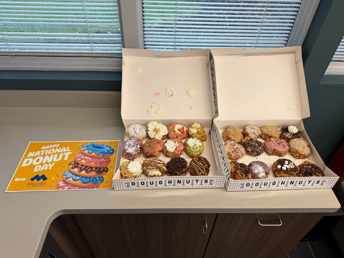 In 1938, the Salvation Army "Donut Lassies" began a fundraiser in Chicago to serve donuts to soldiers in World War 1. That tradition has marked the first Friday of June as National Donut Day, and Millies Engineering Group always celebrates!