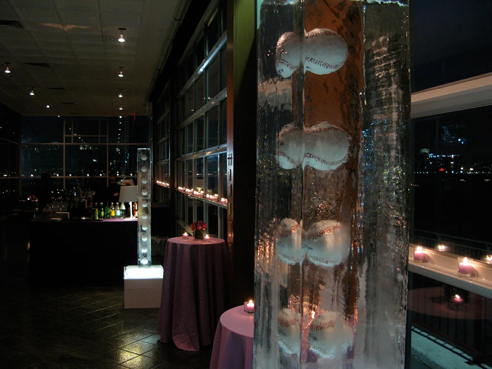 Ice Pillars with Baseballs Frozen Inside
