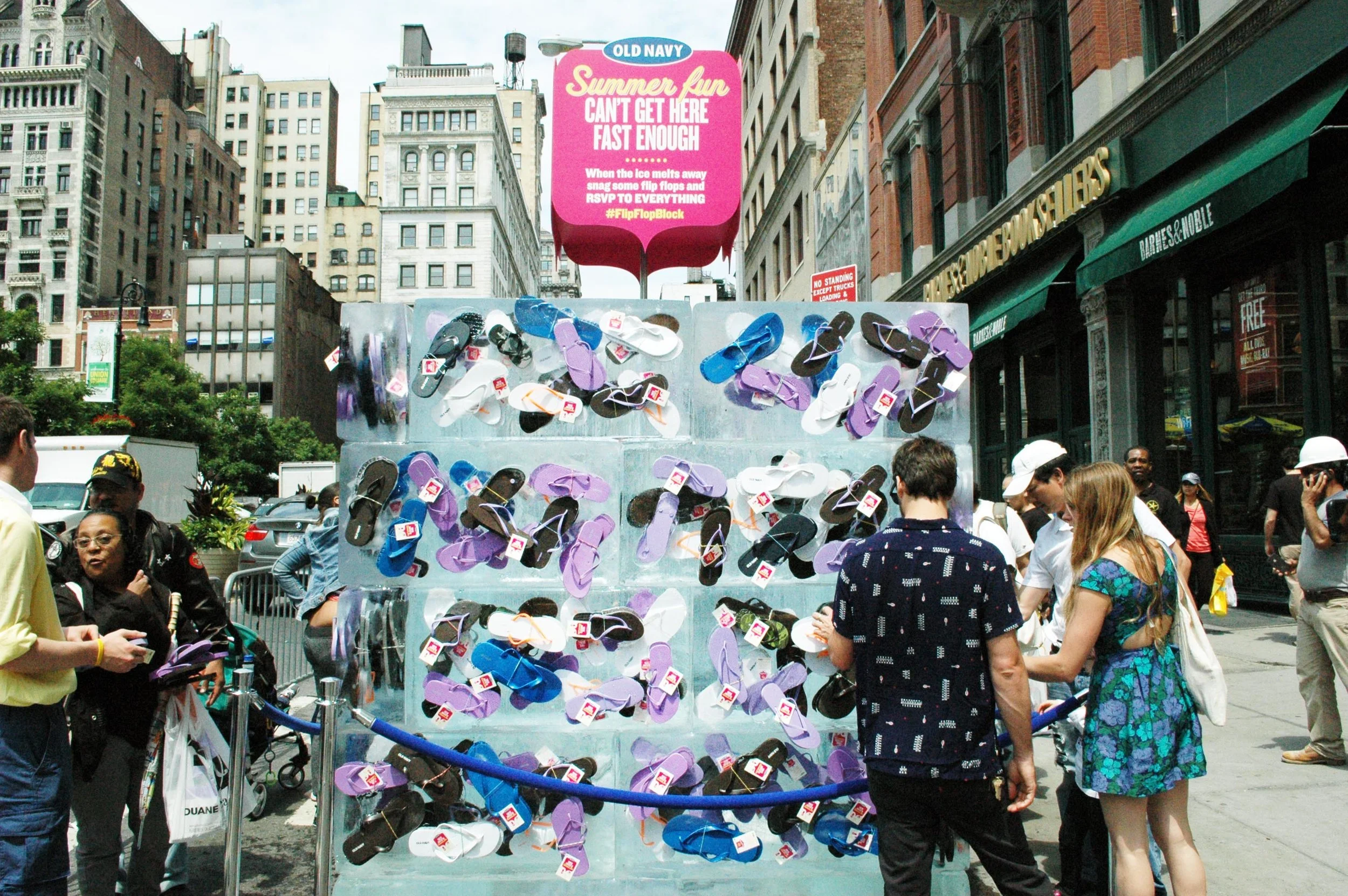 Ice Wall with Flip Flops Frozen Inside (Old Navy)