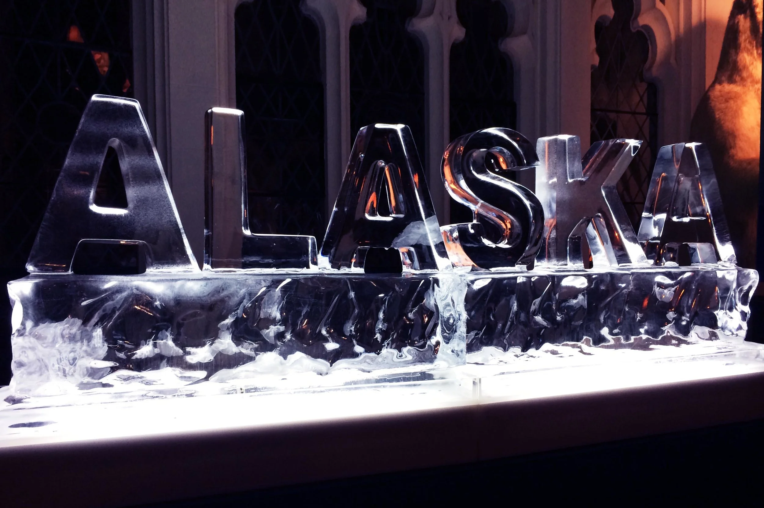 Lettering Sculpture with Ice Rock Riser (ALASKA)