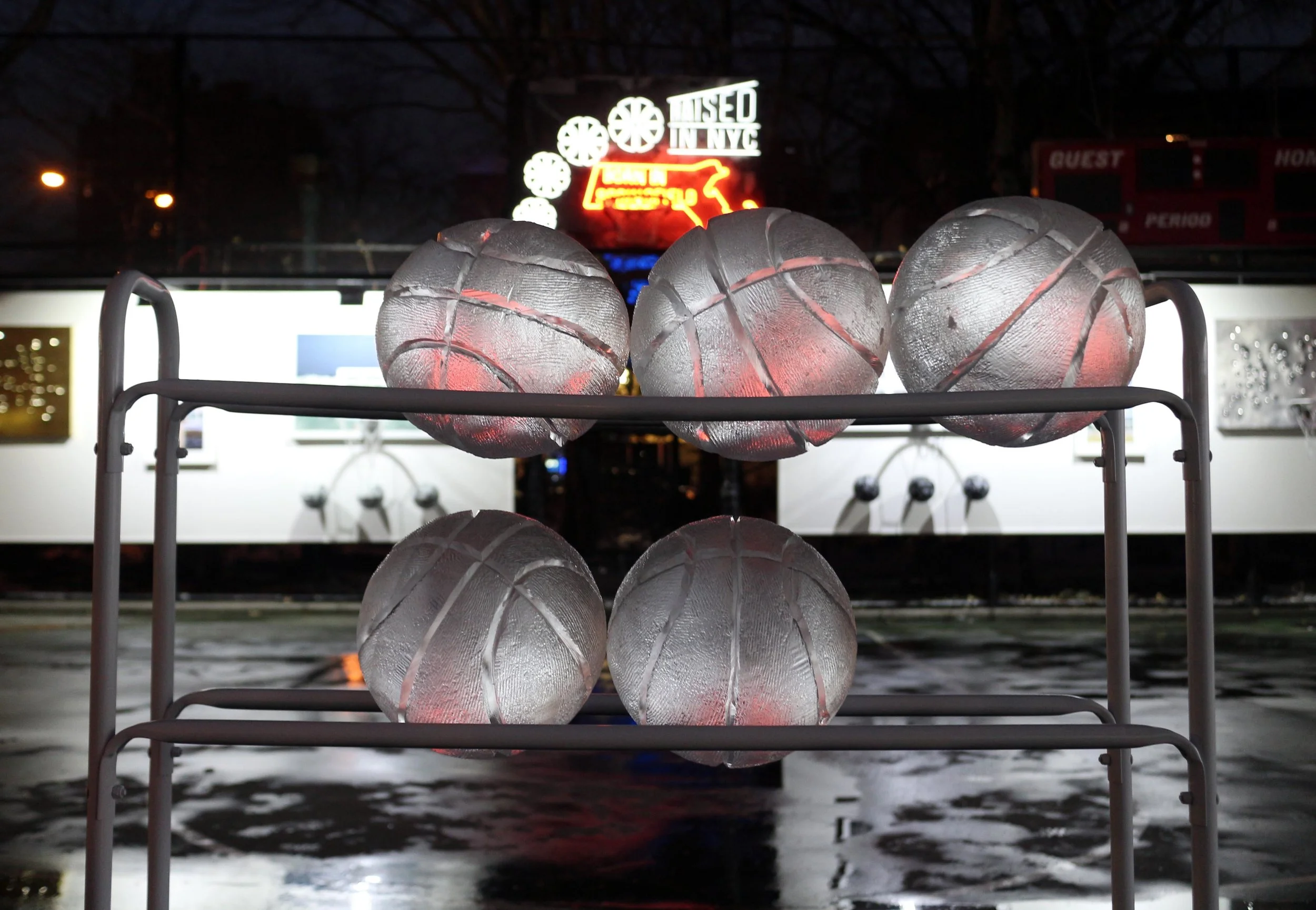 Ice Basketballs at West 4th Street Court, NYC