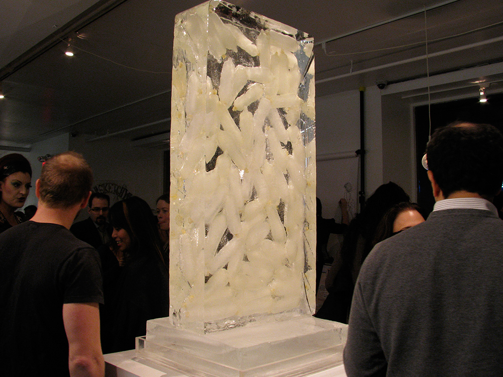 Block with 100 Condoms Frozen Inside