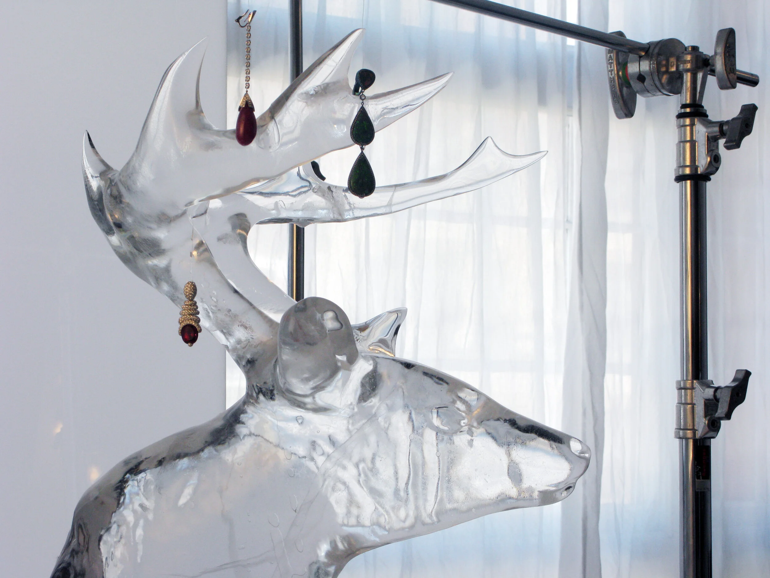 Ice Deer Sculpture with Accessory