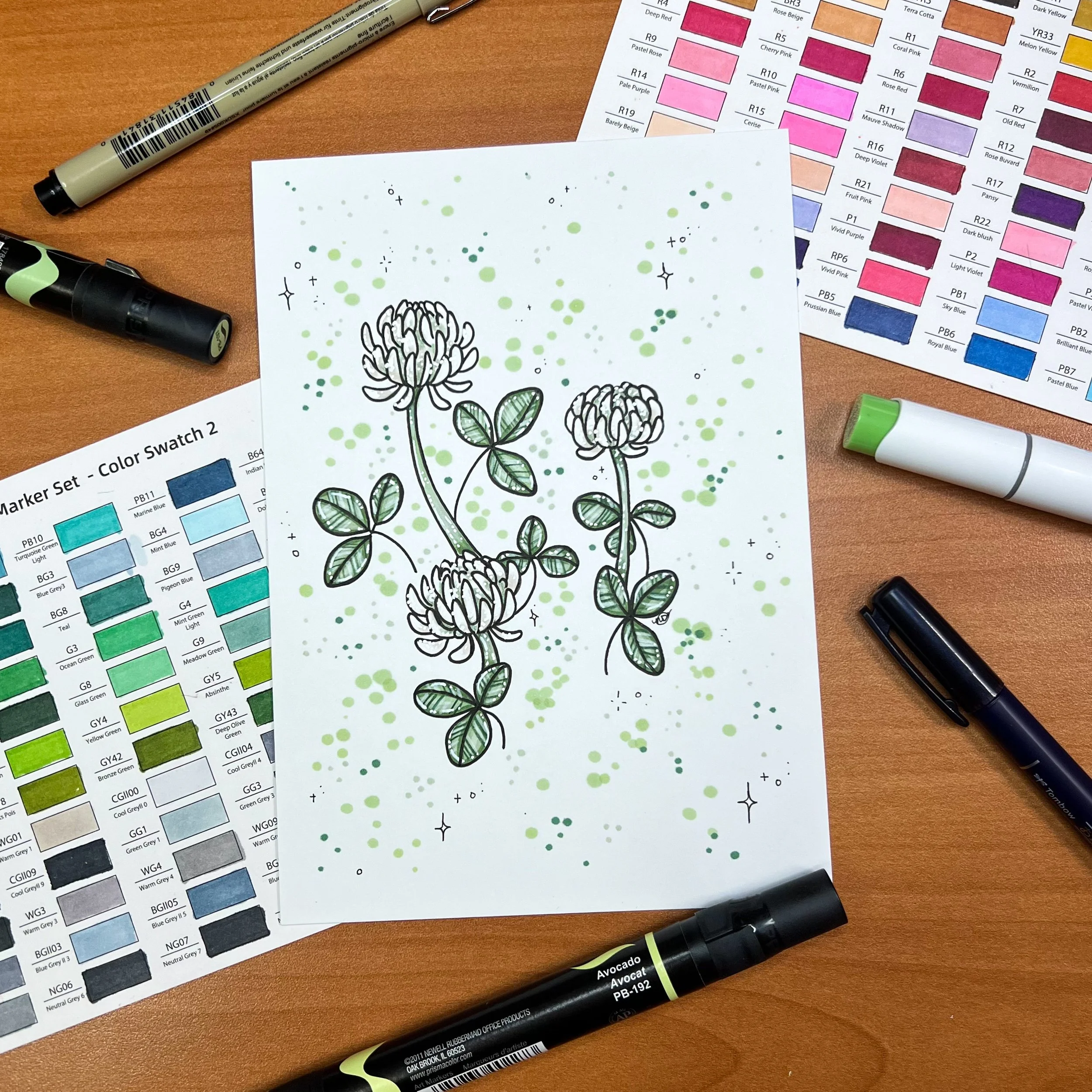 White Clover Original Marker Drawing