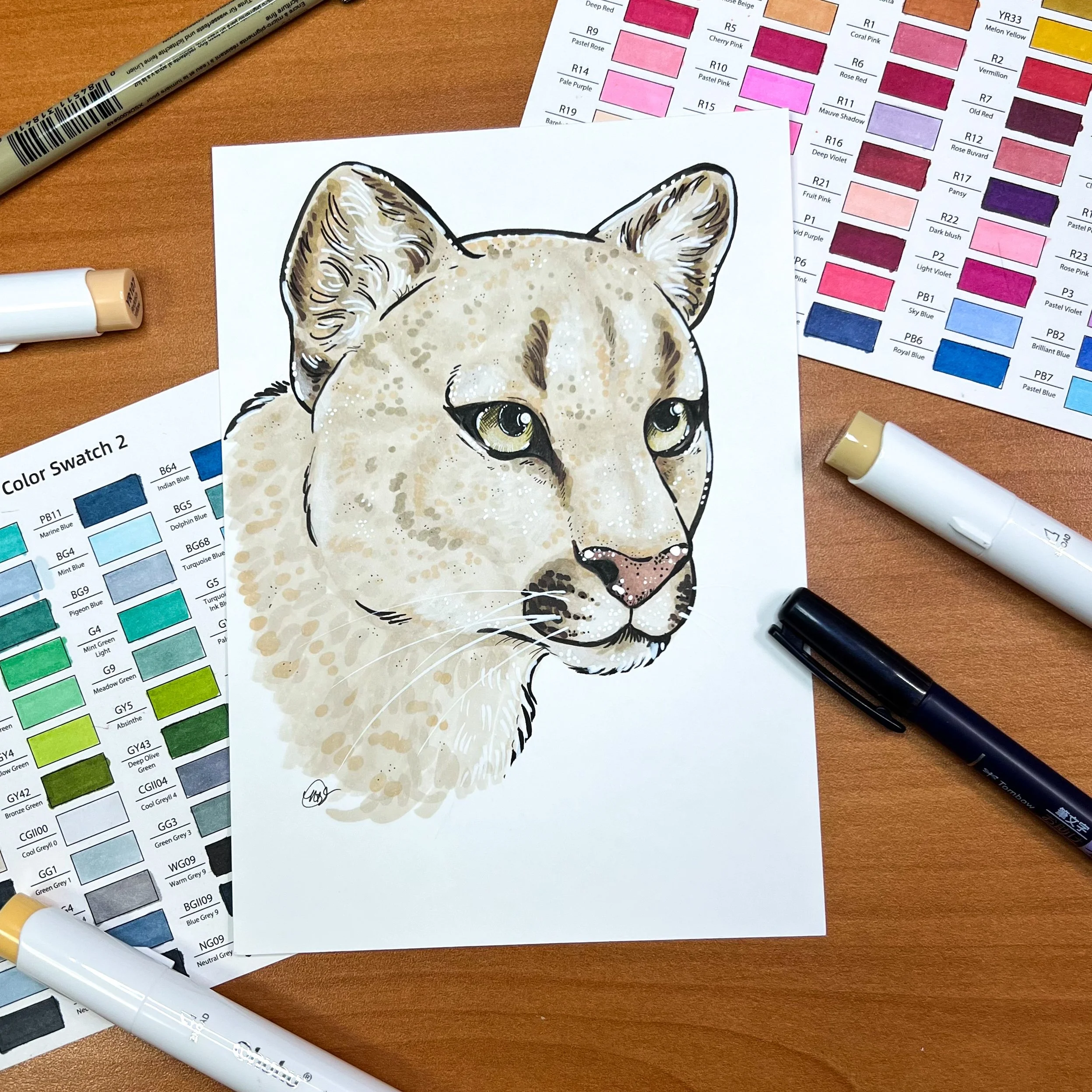Cougar Original Marker Drawing