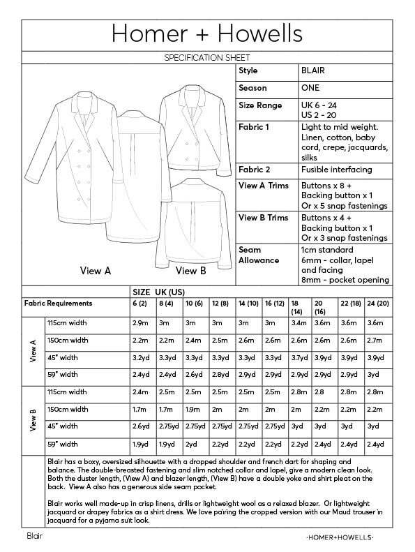 Blair Blaser Spec Sheet