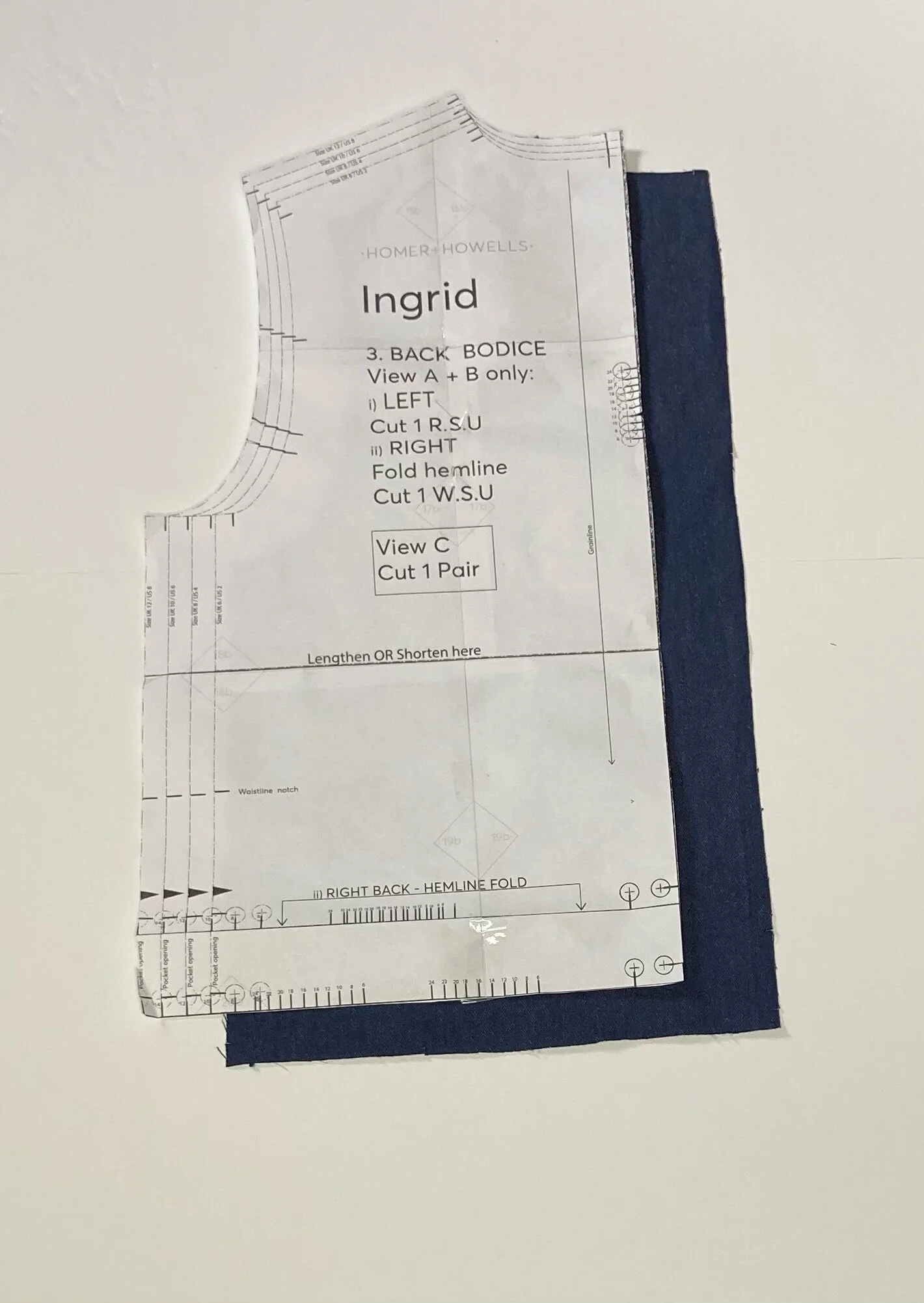 Cut 1 x panel 3 with your cloth RSU as above