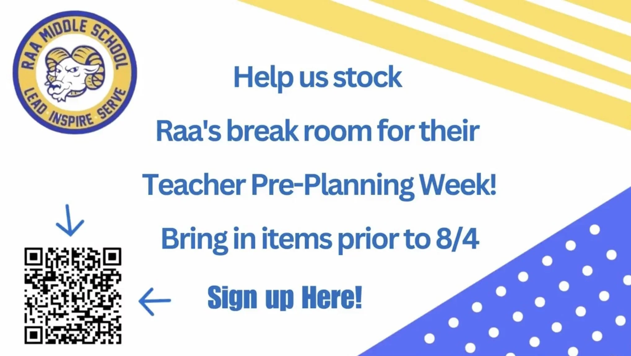RAA Middle School Teacher Breakroom Snacks
