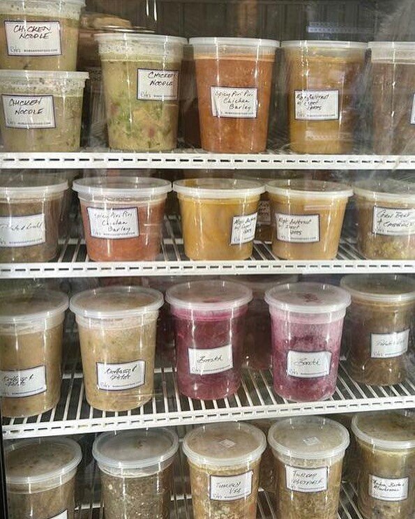 We are stocked for all your cold-weather needs! We currently have 16 varieties of soups, 8 varieties of entrees, new side dishes such as roasted root vegetables, smashed potatoes and our classic sausage rolls! 

For the veggie lovers, we also have mo