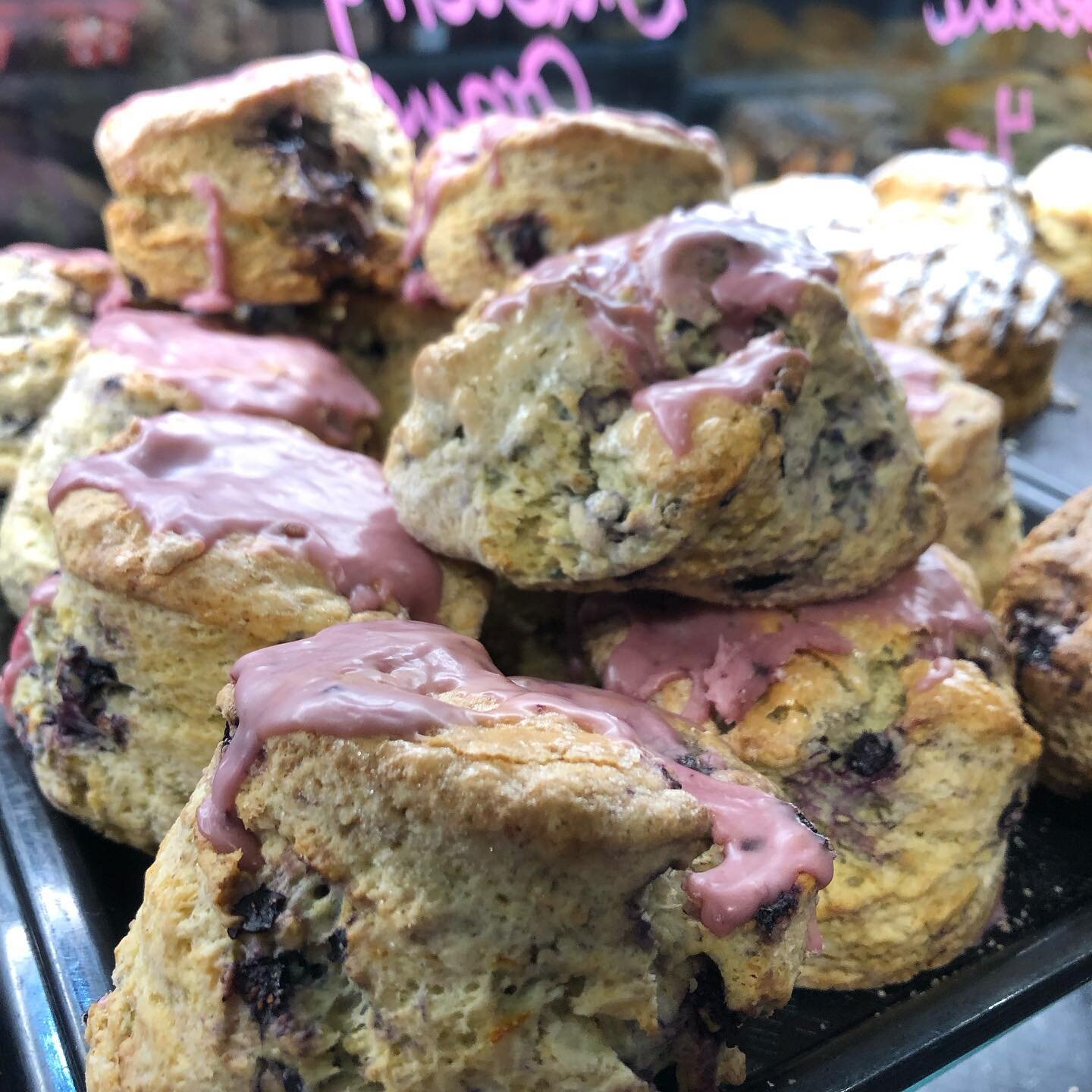 Scone alert! We currently have 5 varieties of our delicious buttermilk scones: Cheddar Bacon, Blueberry Orange, Chocolate Orange, Cranberry Chocolate and Raspberry White Chocolate! 

We&rsquo;re open Wednesdays 10-5pm, and Thursdays through Saturdays