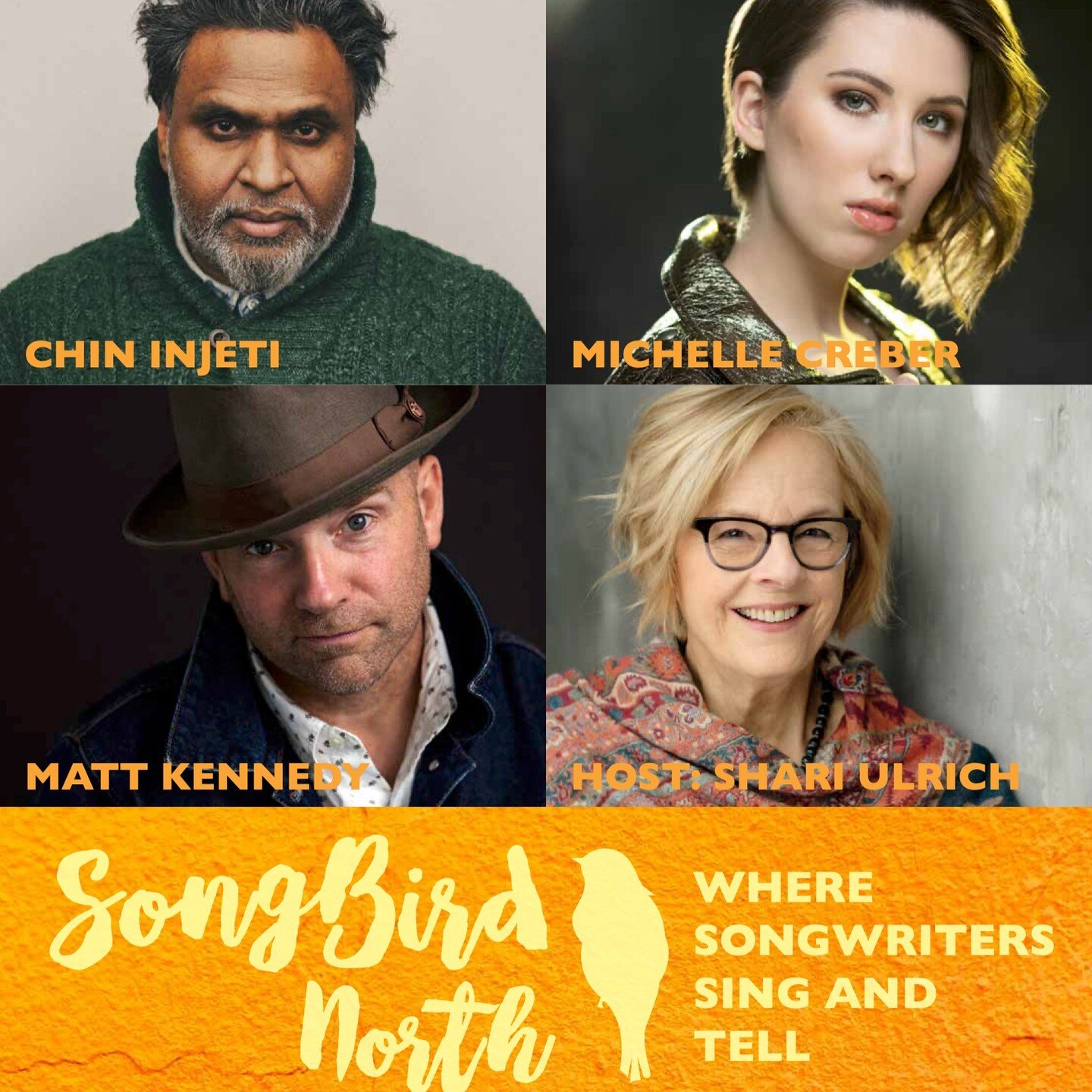 Tues. May 31 - 7:30 pm. The Roundhouse @ Davie &amp; Pacific. 4 songwriters with wildy different backgrounds, stories and styles. https://songbirdnorth.eventbrite.com or tix at the door!