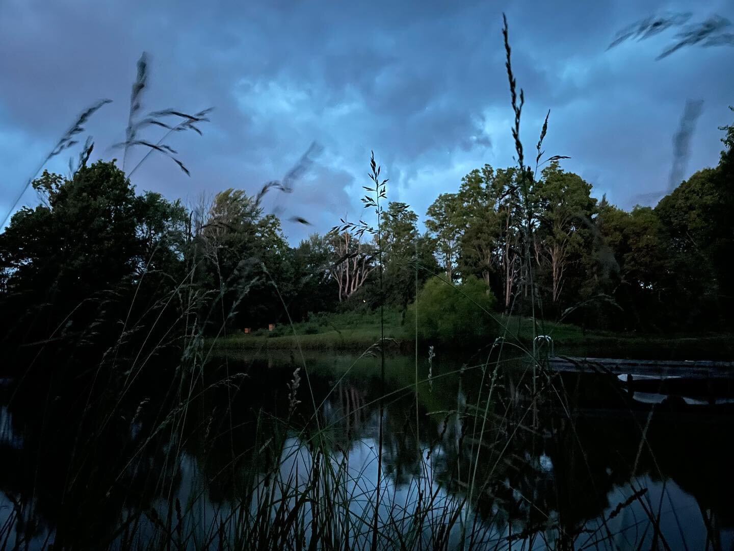 Last night moments before the storm hit. We always love the pictures across the pond combining the sky, tree line, and the sky and trees reflected back in the water&hellip; Overall, everything is soaked and only a few branches down. Otherwise we came