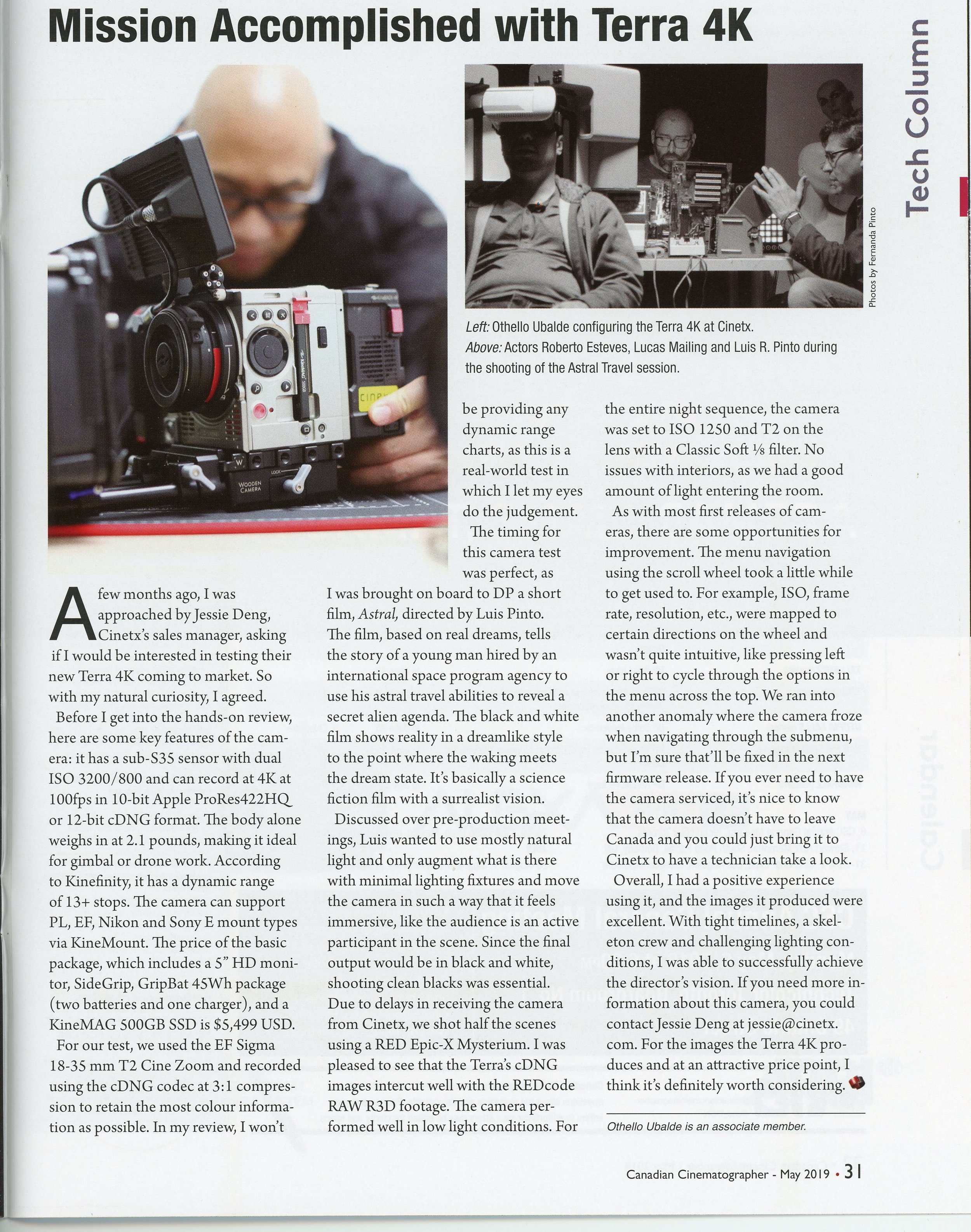 Canadian Cinematographer, May 2019.