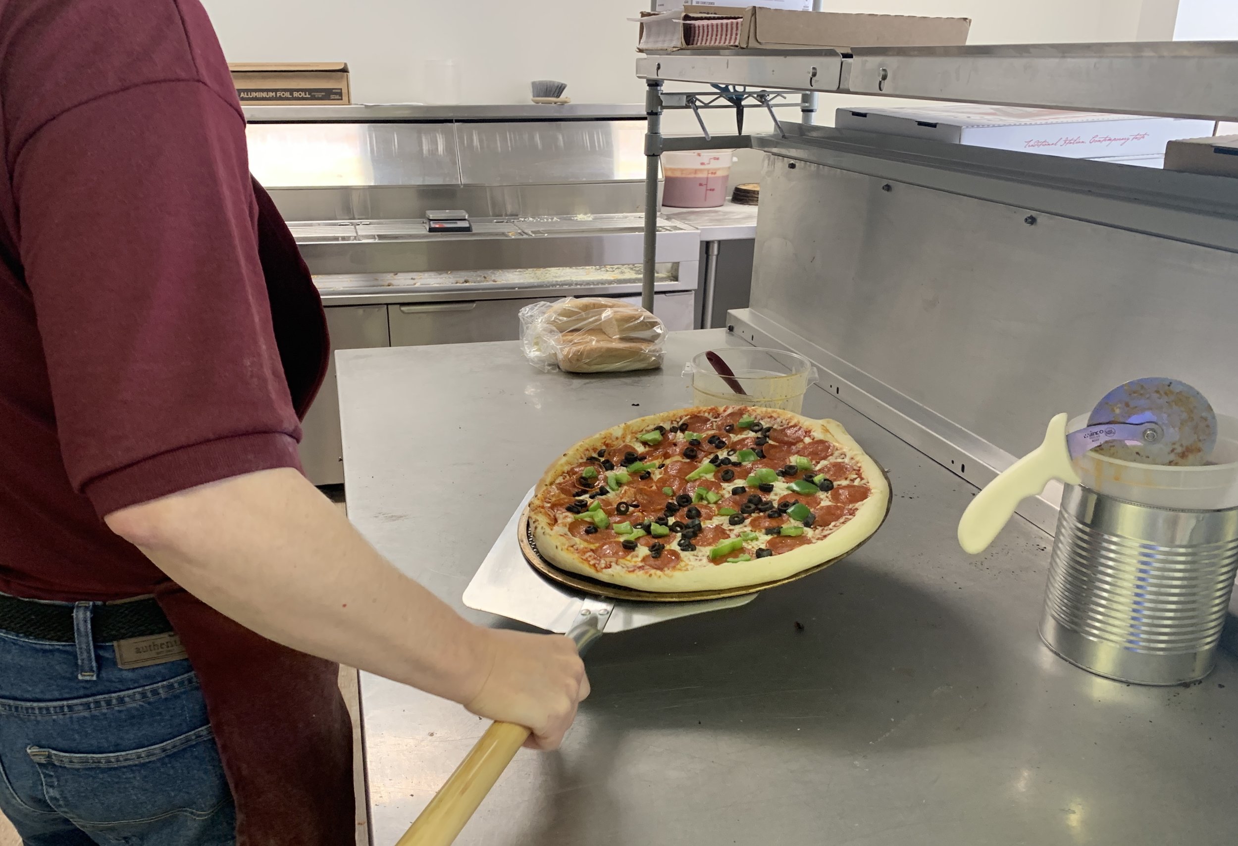 Five and Dine is located on Sycamore Avenue in the old Domino’s building.