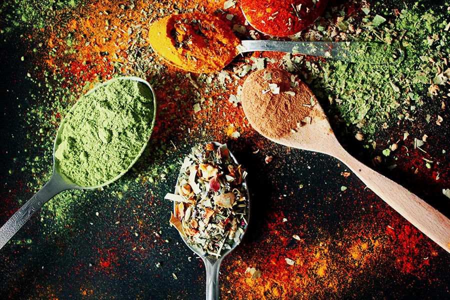 Variety of spices in kitchen