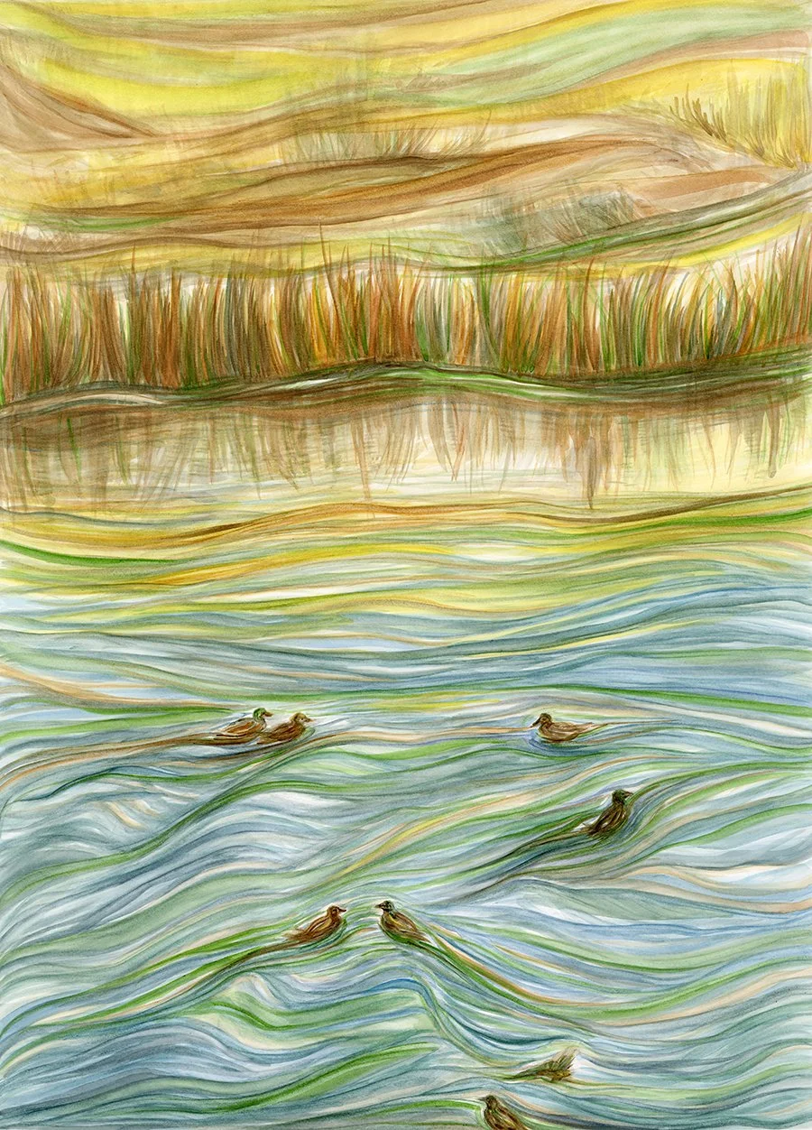 "Autumn Pond" | Framed original 32" x 24" | Watercolor | 2025