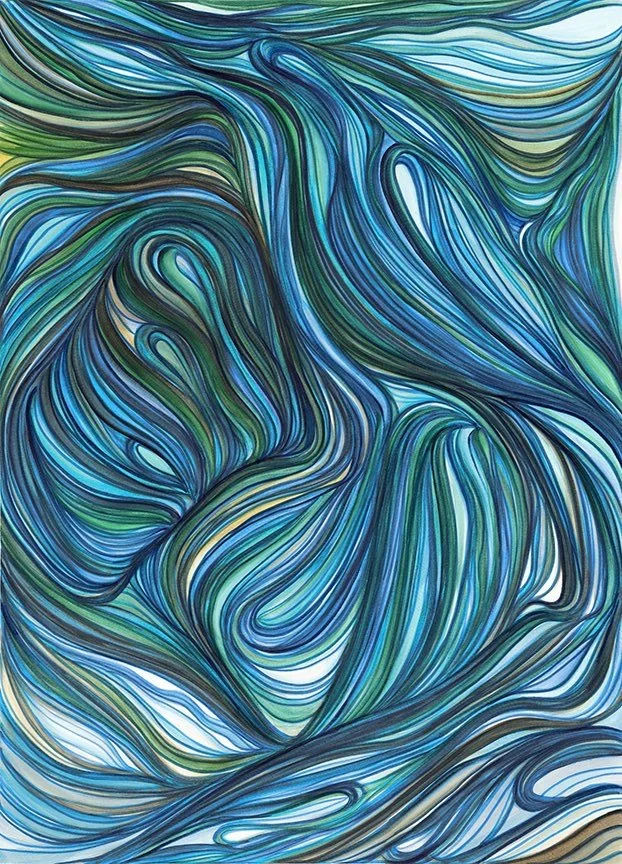 "Tidal" | Framed original 32" x 24" | Watercolor | 2025