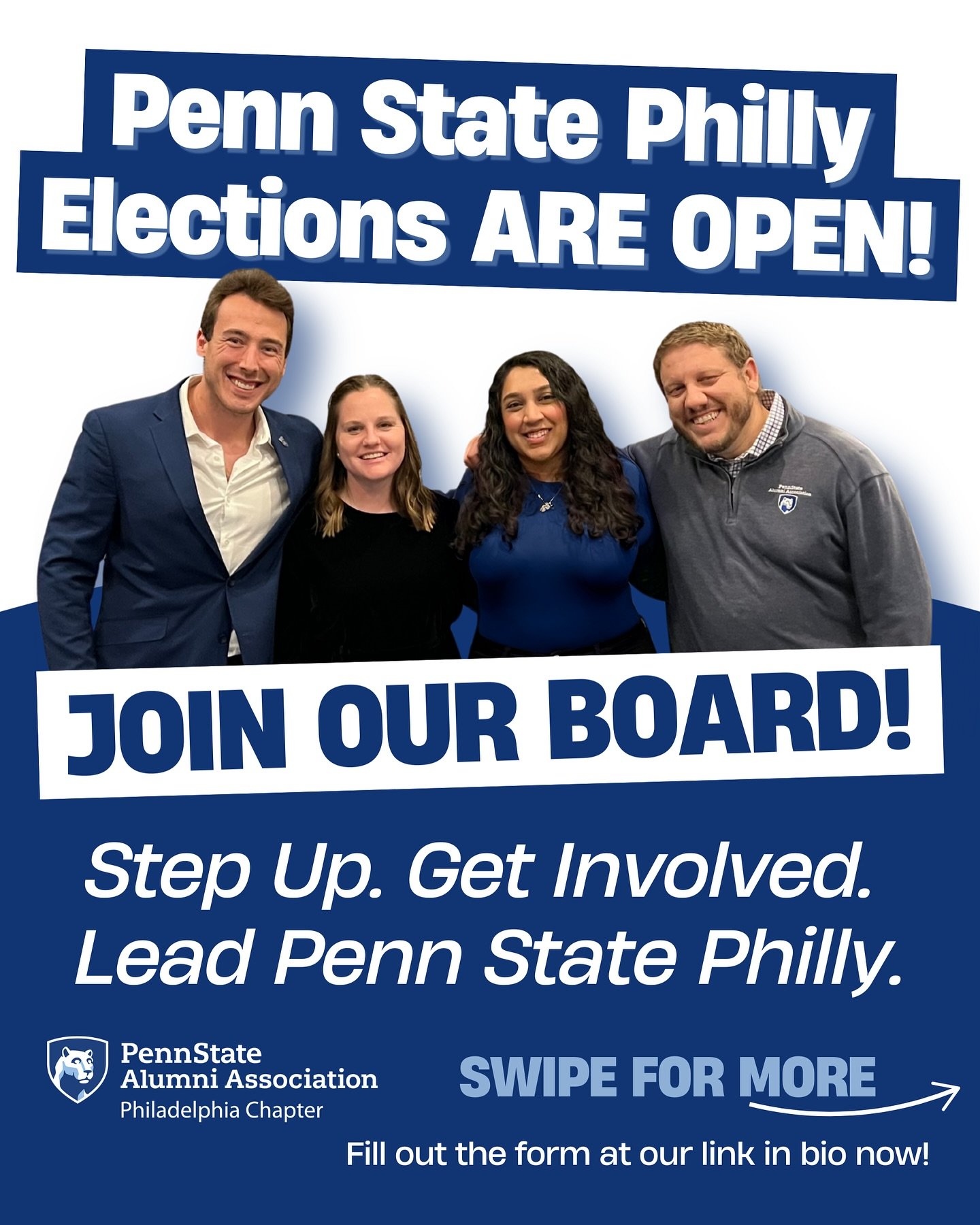 It’s that exciting time of year — Penn State Philly elections are officially open!
Whether you’re interested in a leadership position or getting more involved behind the scenes, all roles across the chapter are up for election. Don
