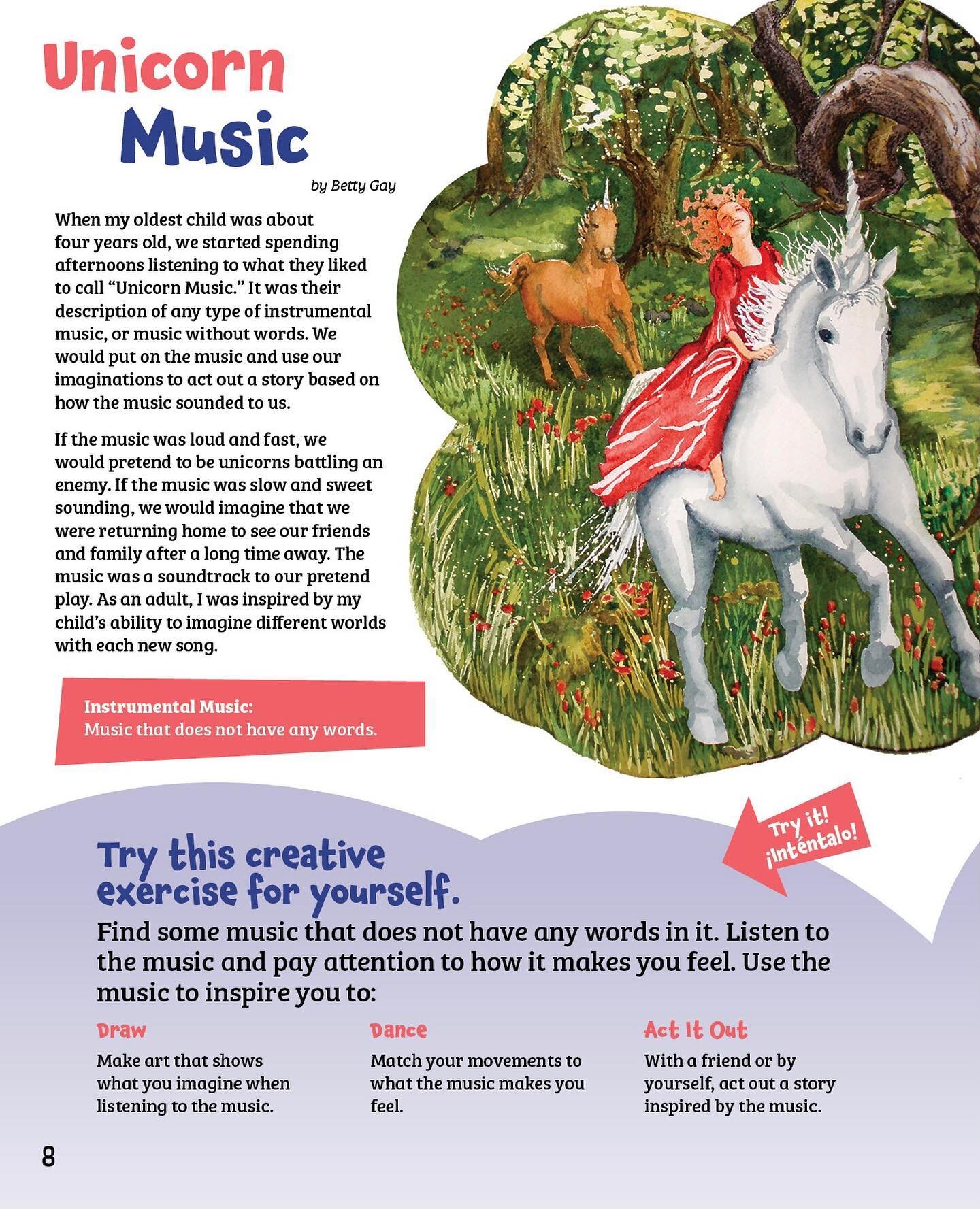 I did this illustration a looong time ago, and when Betty @flyingpinata said she wanted to call her article Unicorn Music, I knew it would be perfect! Such a fun idea for listening to music to help generate creative stories. Check it out in the curre