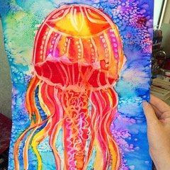 watercolor jellyfish with resist and salt.jpeg