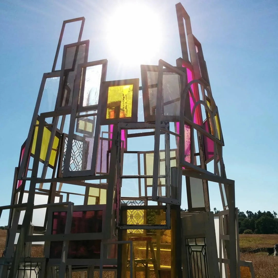 From a photo shoot a few years back. Custom frames with glass and plexi mixed in with recycled windows and doors.  #darylmcgregor #setdesigner