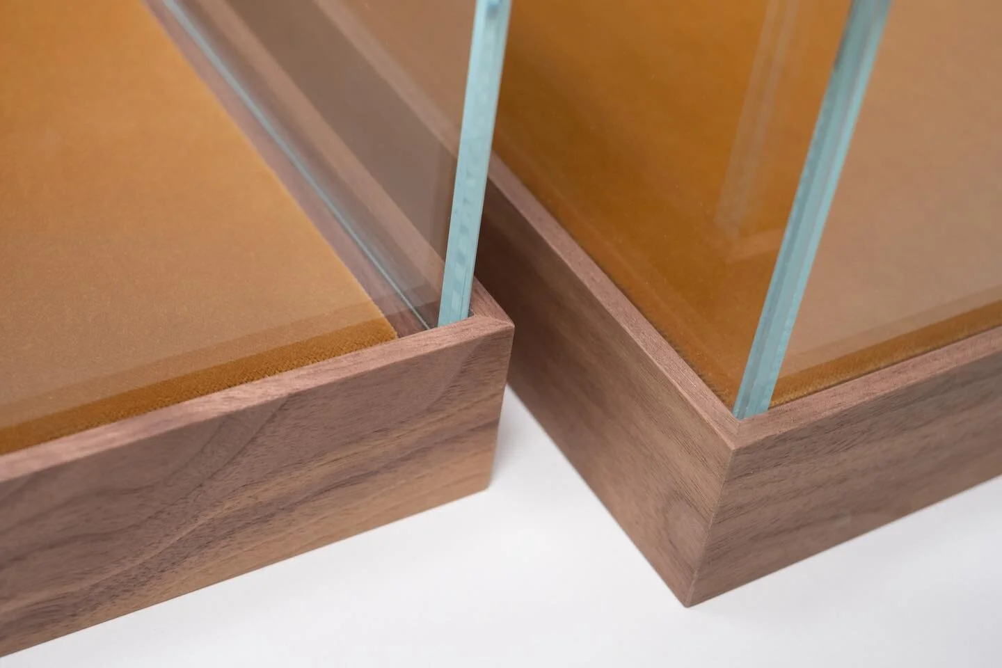 Final product, ready to display product @creedboutique Las Vegas showroom. Interesting to note how the color of velvet changes when viewed from different angles and pile directions. 📷 @michaelnmeyer  #showroom #product #walnut #workshop #craftsmansh