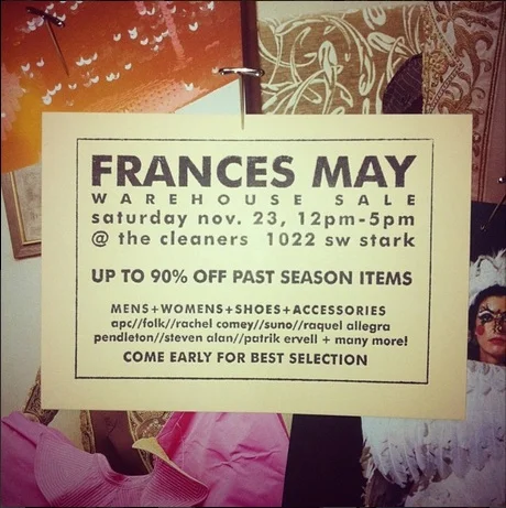 FRANCES MAY'S WAREHOUSE SALE
