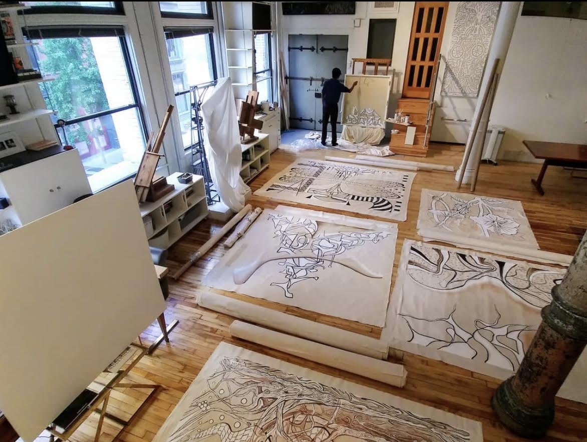 Victor Matthews at work in his New York City studio, October 2020 [during the pandemic].