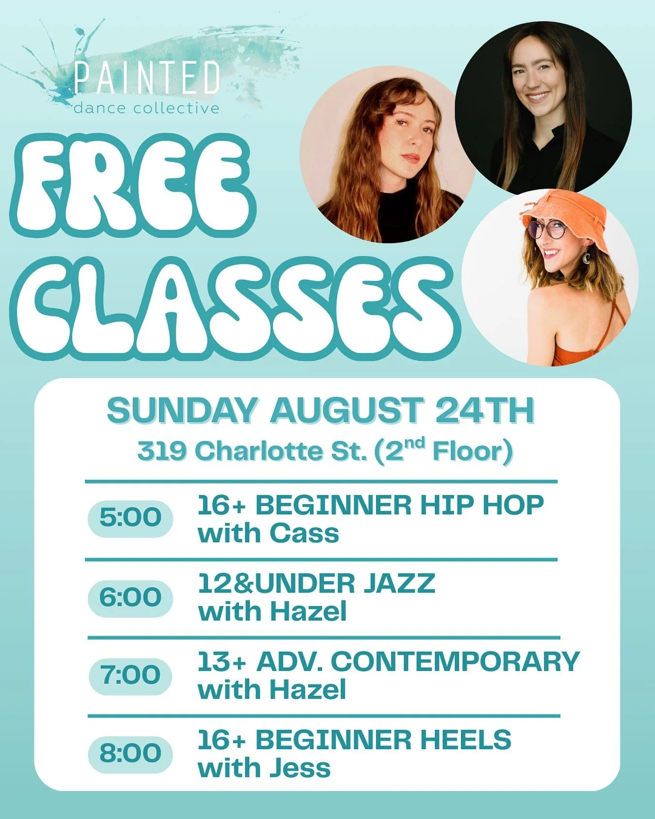 FREE CLASSES! 🤩
Join us this Sunday August 24th for our grand opening free class series.✨

All classes are FREE and there is something for EVERYONE! Open to any and all dancers. 🤗

This is a great opportunity to try dance for the first time, take a