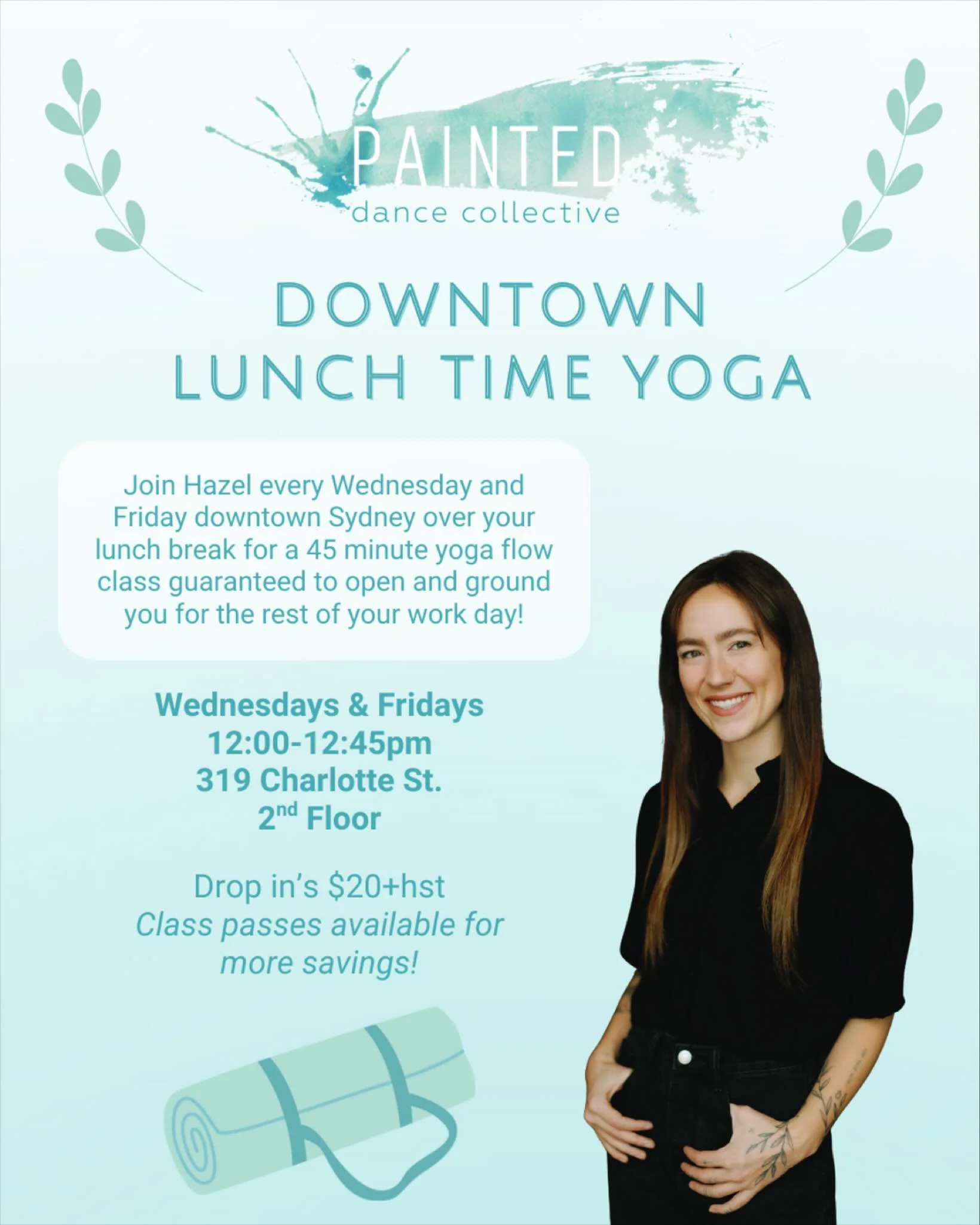 LUNCH TIME YOGA ✨
Over the next few months we have TWO lunch time yoga classes on our schedule for our downtown folks! 🩵
Whether you work in downtown Sydney, or have your days off, come hop on your mat for a 45 minute flow with Hazel!

Wednesday and