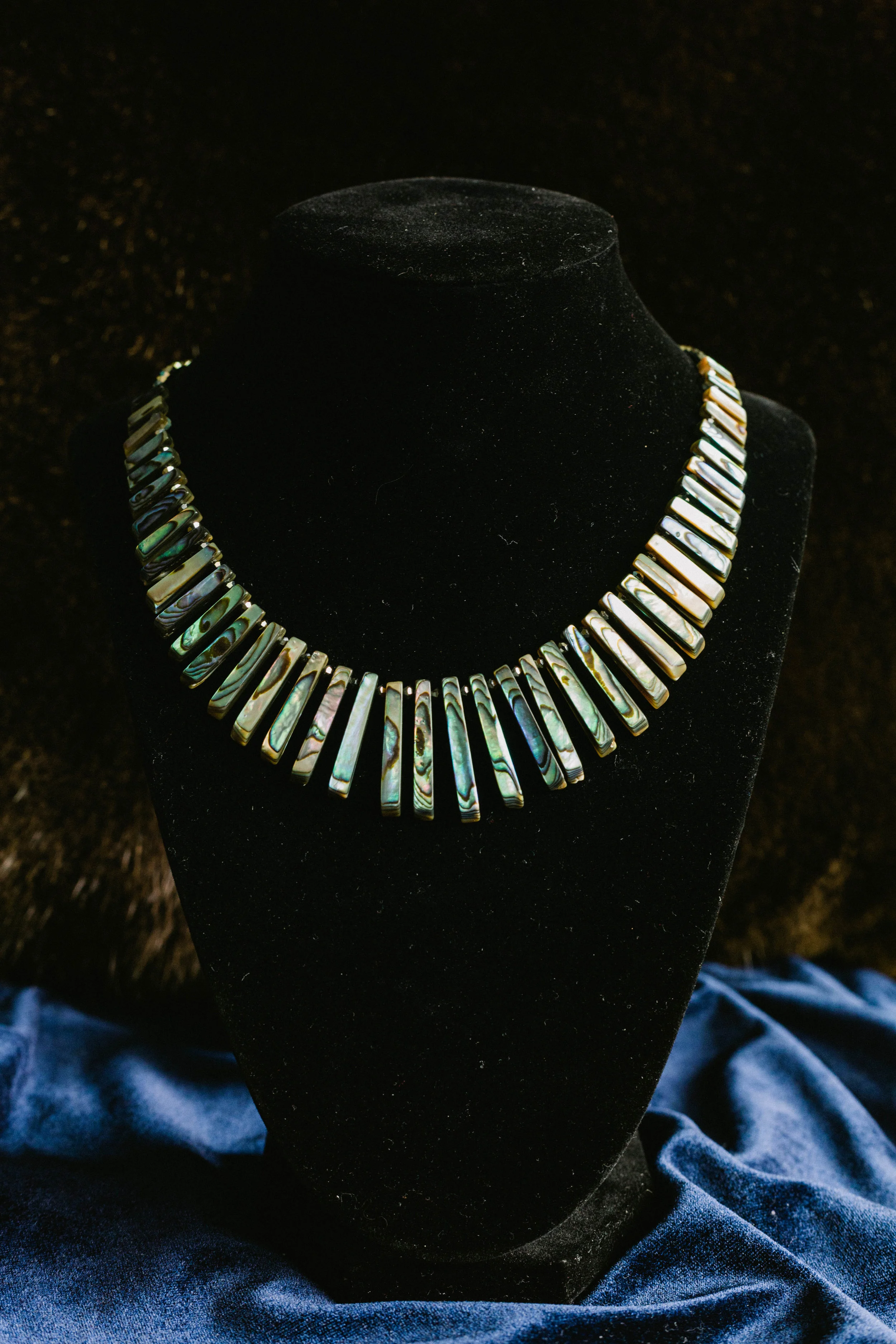 Grey Abalone Fan Collar Necklace