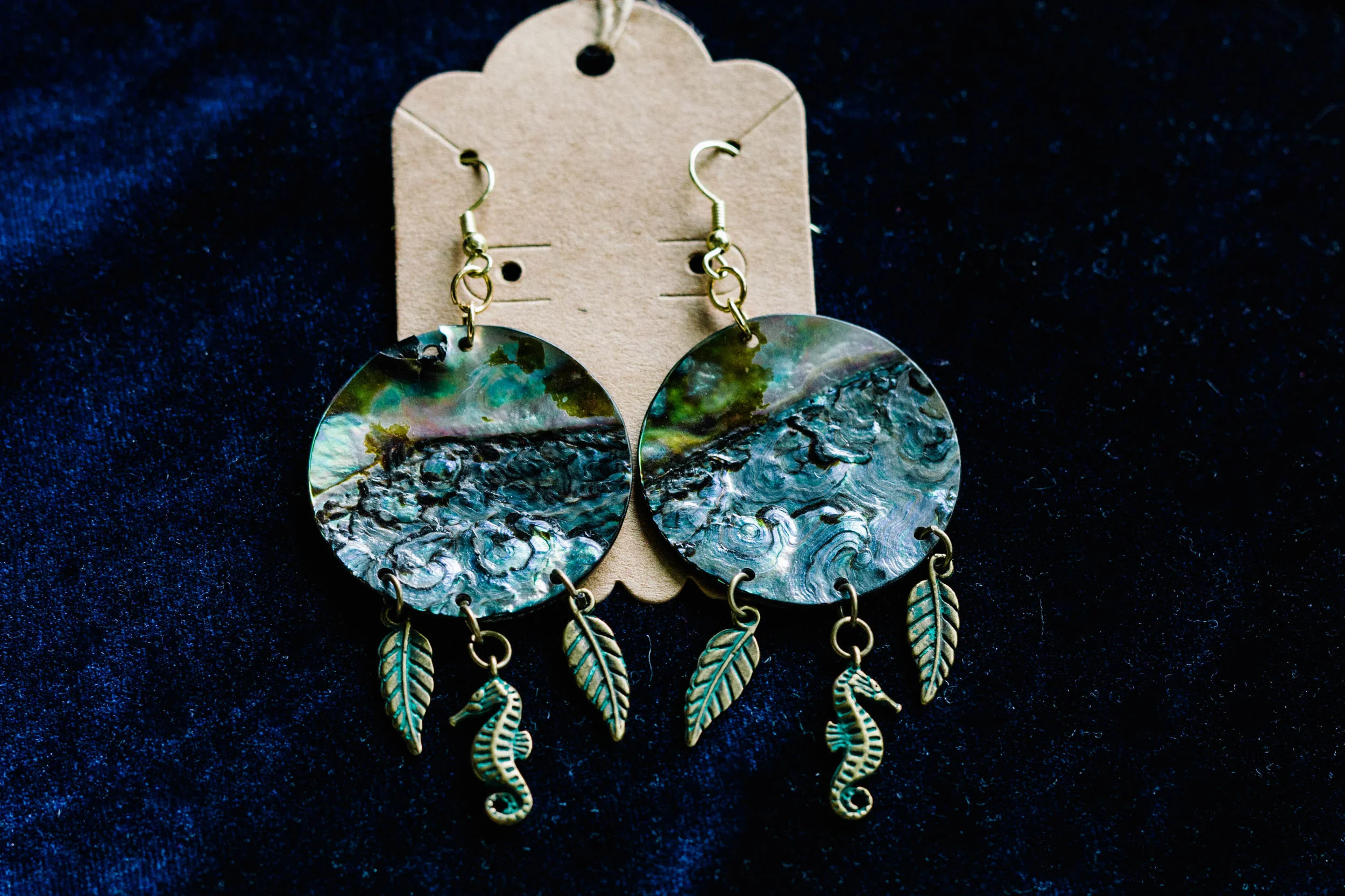 Abalone Seahorse Earrings