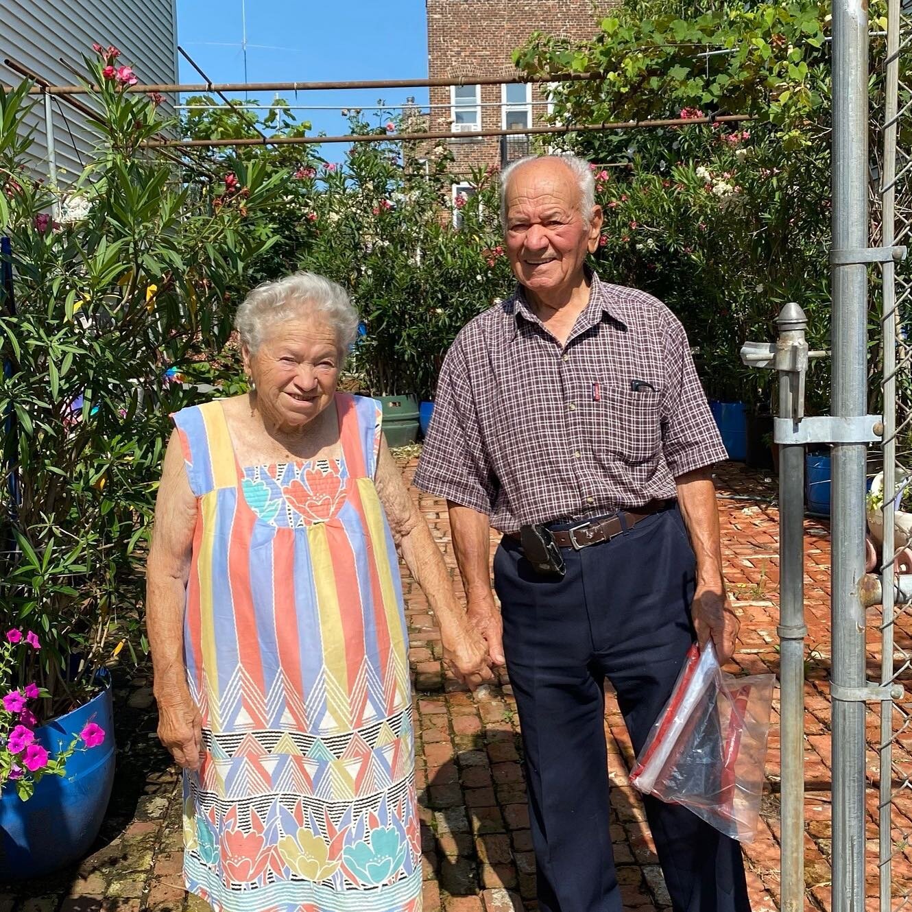 What Lucia and Domenico Manzo have created in the middle of the intensely urban environment of Jersey City, NJ is unbelievable! 

Lucia, 89 and Domenico, 94 work together growing fruits and vegetables galore as well as canning, freezing and sharing i