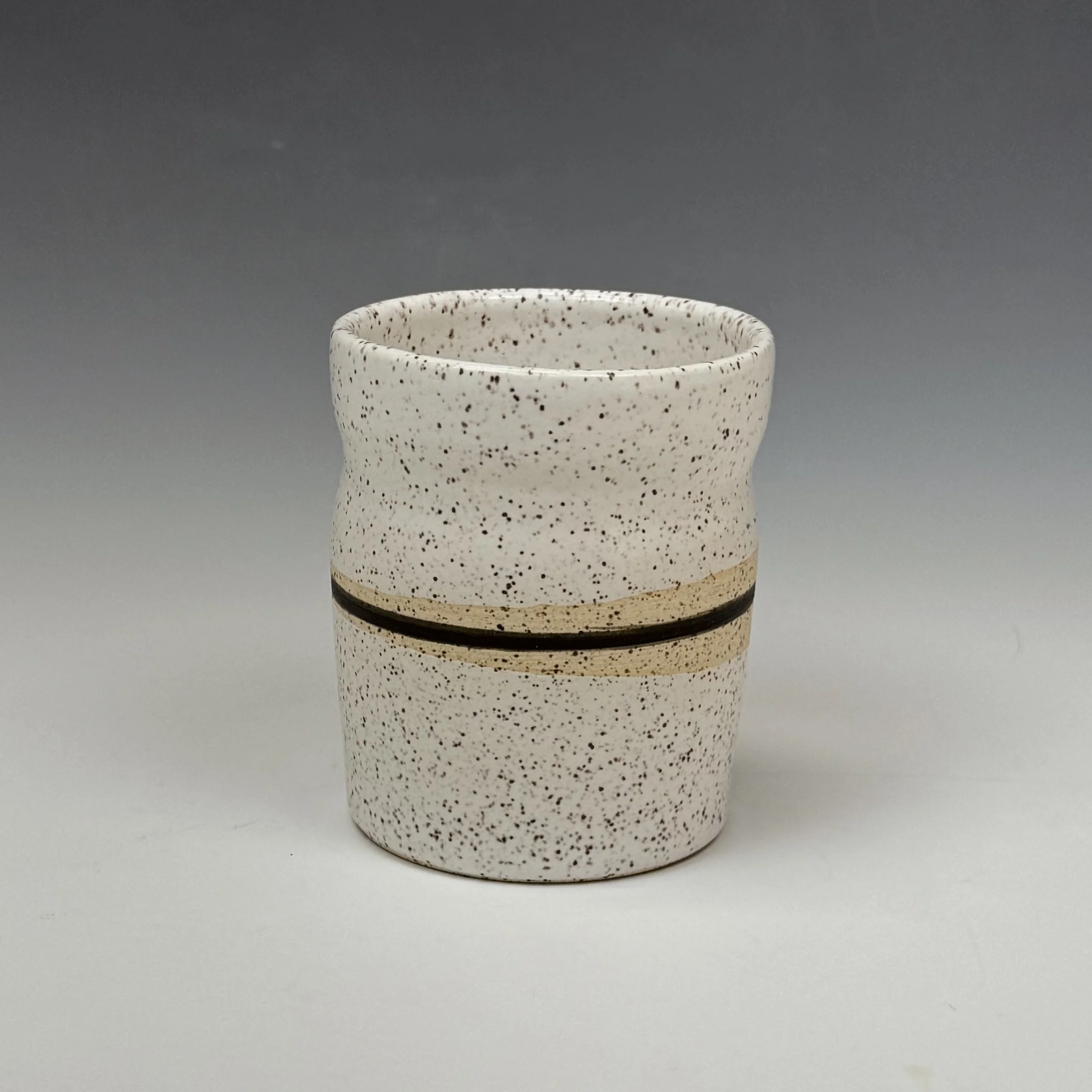 Speckled White with Black Stripe Tumbler