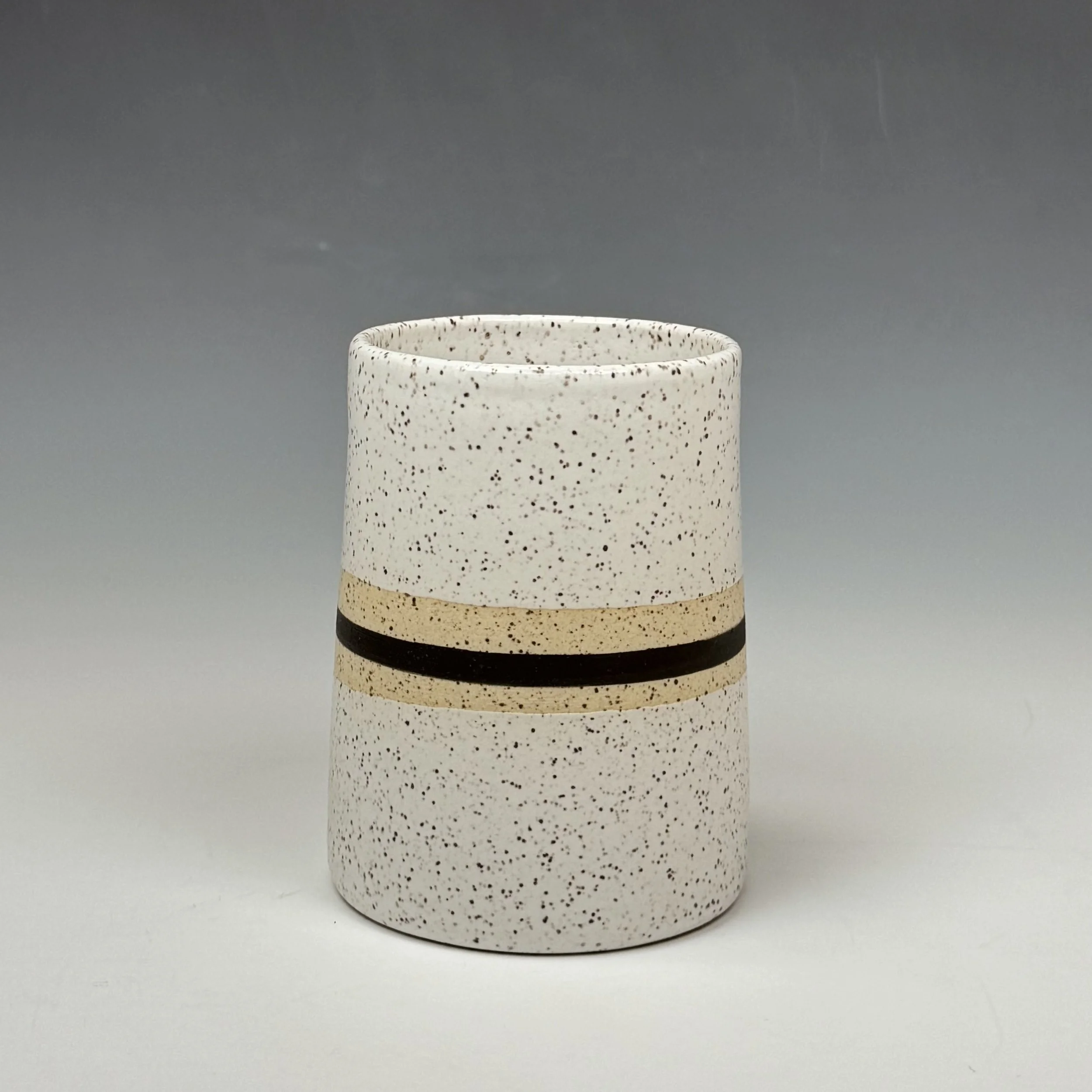 Speckled White with Black Stripe Tumbler