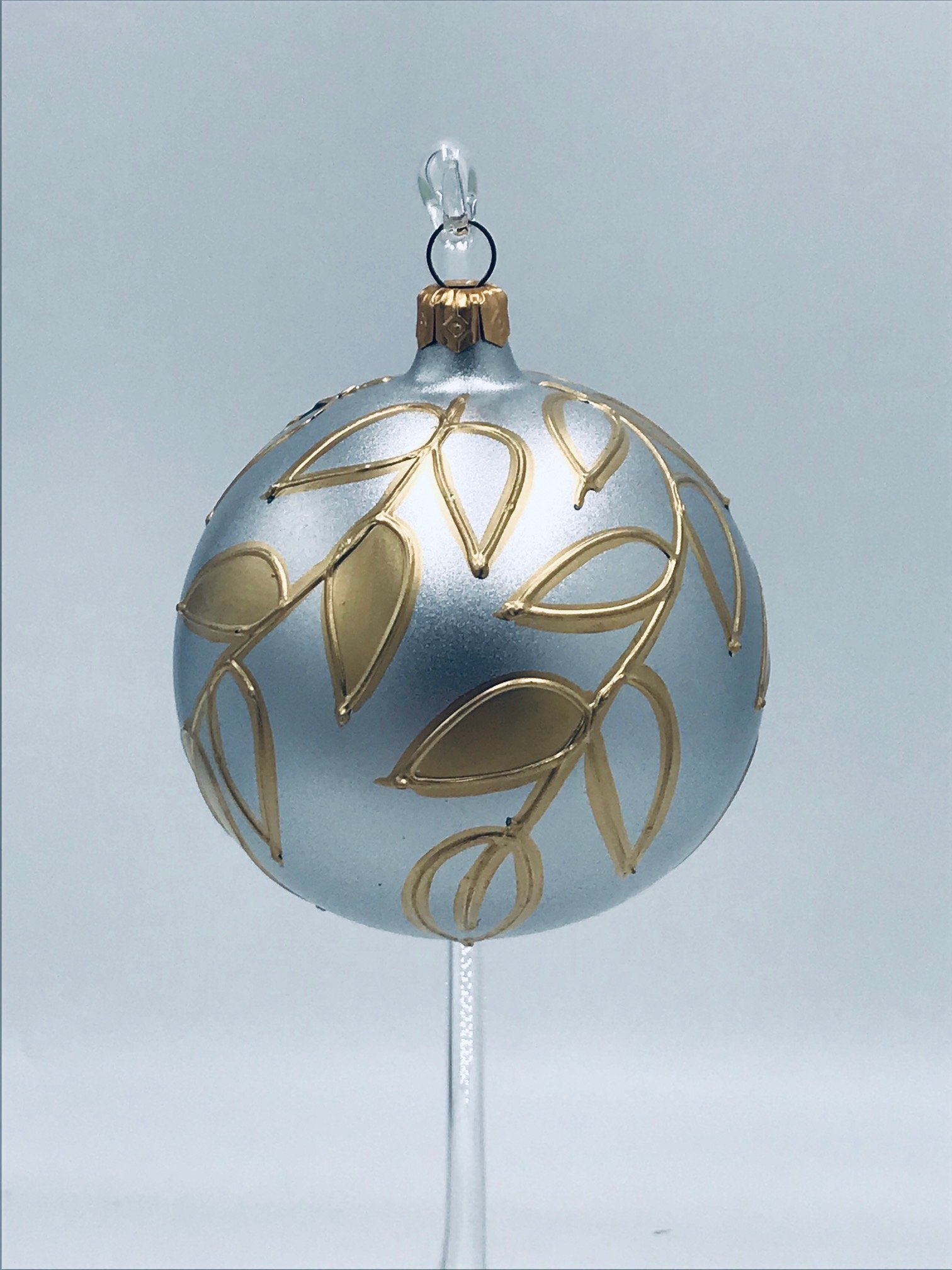 Christmas Glass Ornament Ball with Silver Leaf Decoration/Variety of Colors 