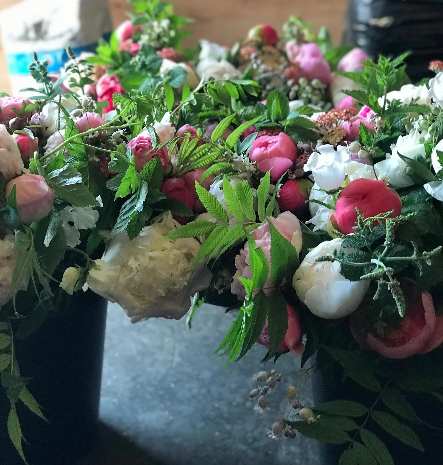 Monday orders heading out the door.  Peonies saving me again as I wait patiently for more blooming and less 6-10 inch stems😳