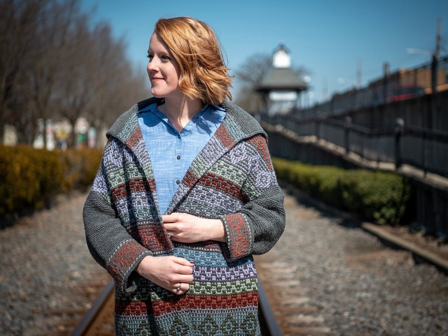 Knitting Pattern: Oakmont Sweater Coat - Mosaic Slip Stitch Knitting